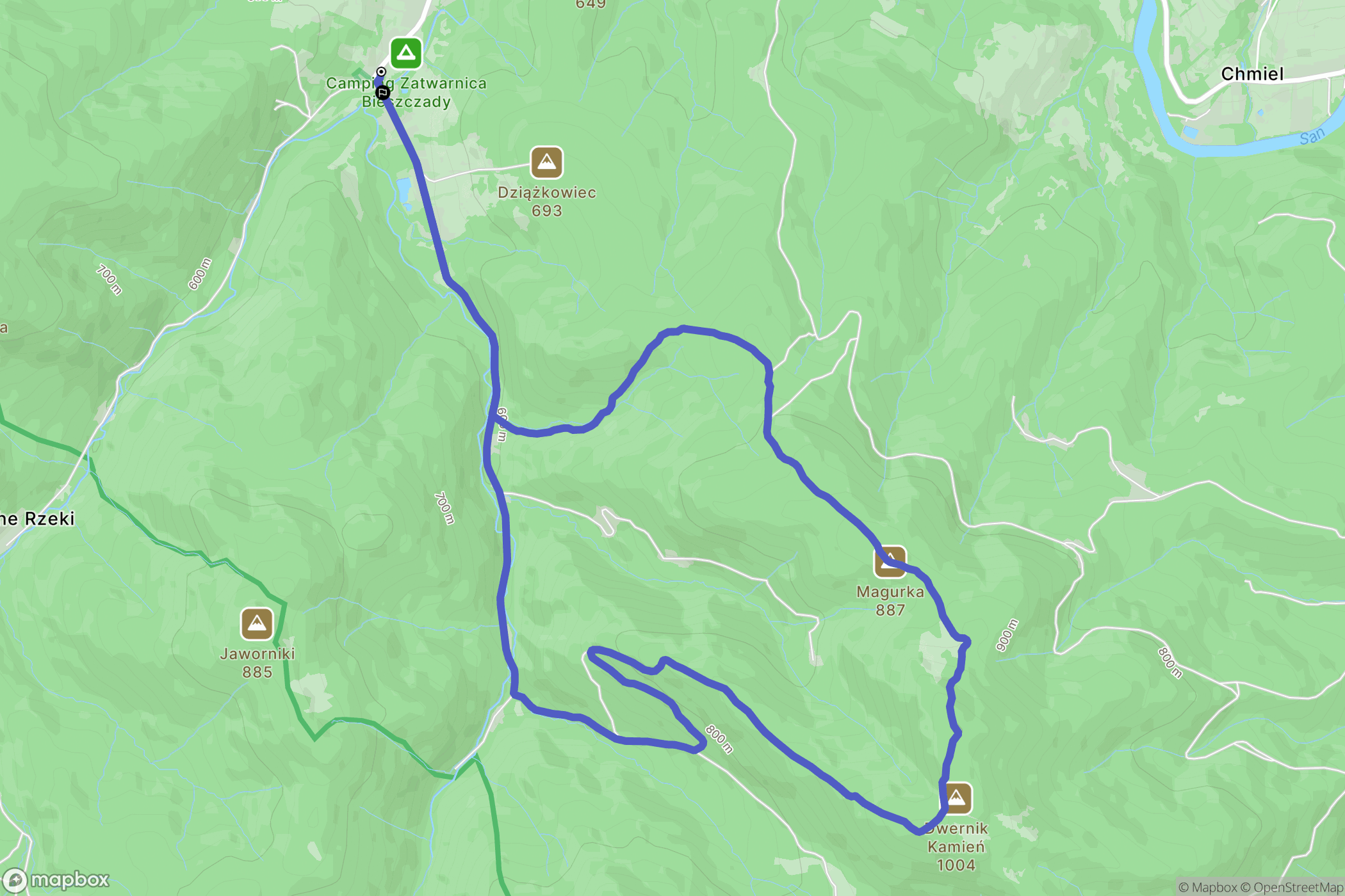 Zatwarnica: mapa trasy - Poland