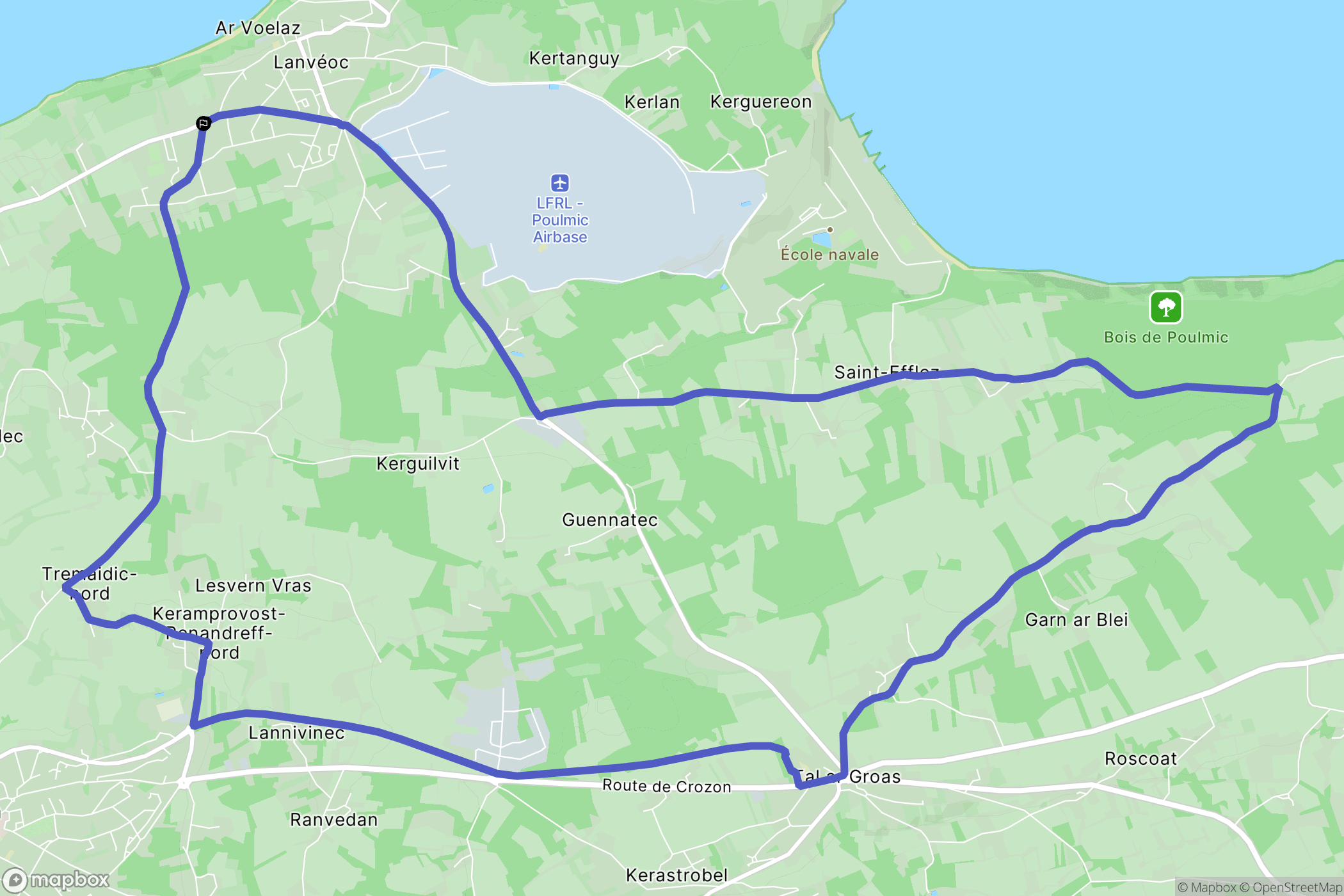 Lanvéoc : carte du parcours de randonnée - France