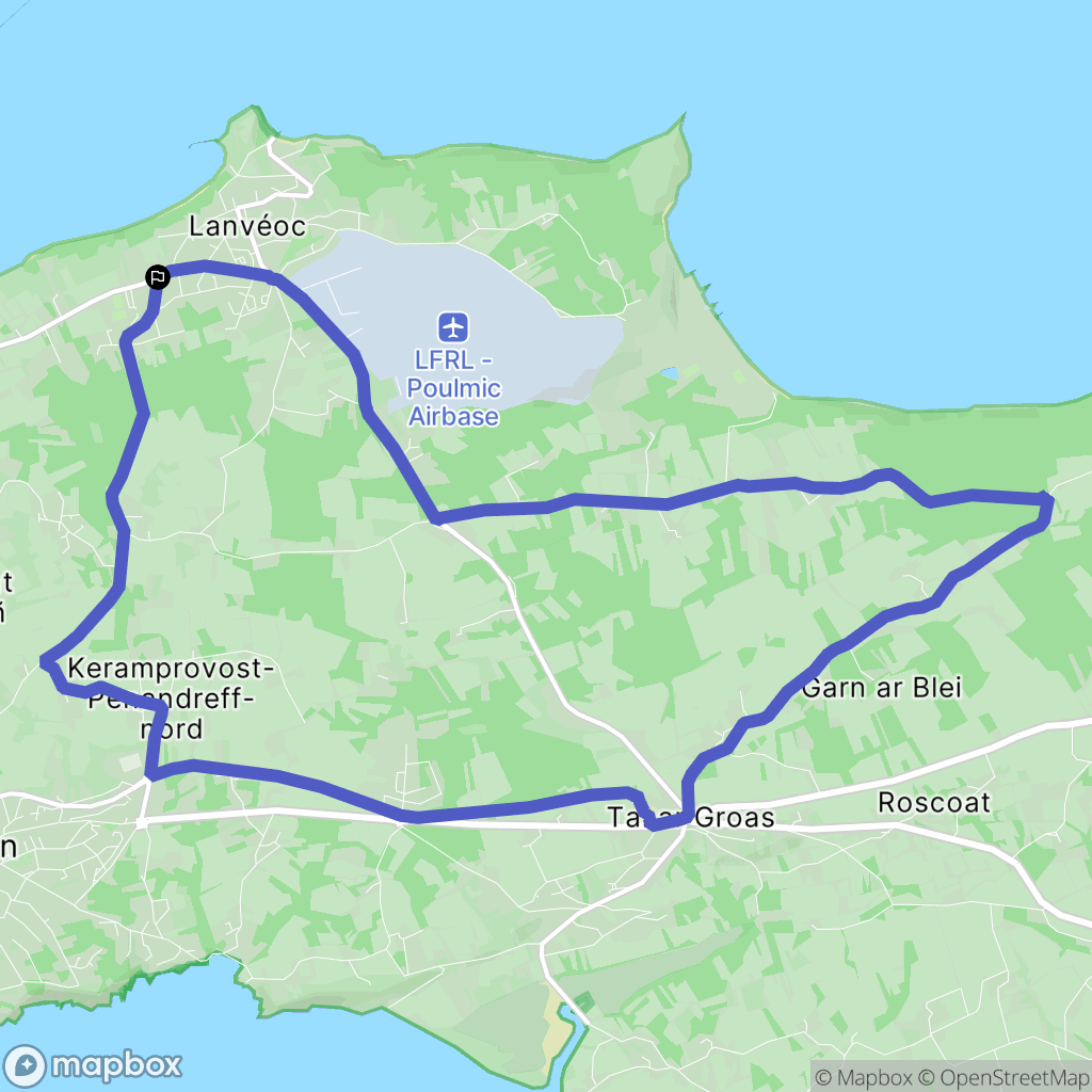 Lanvéoc : carte du parcours de randonnée - France