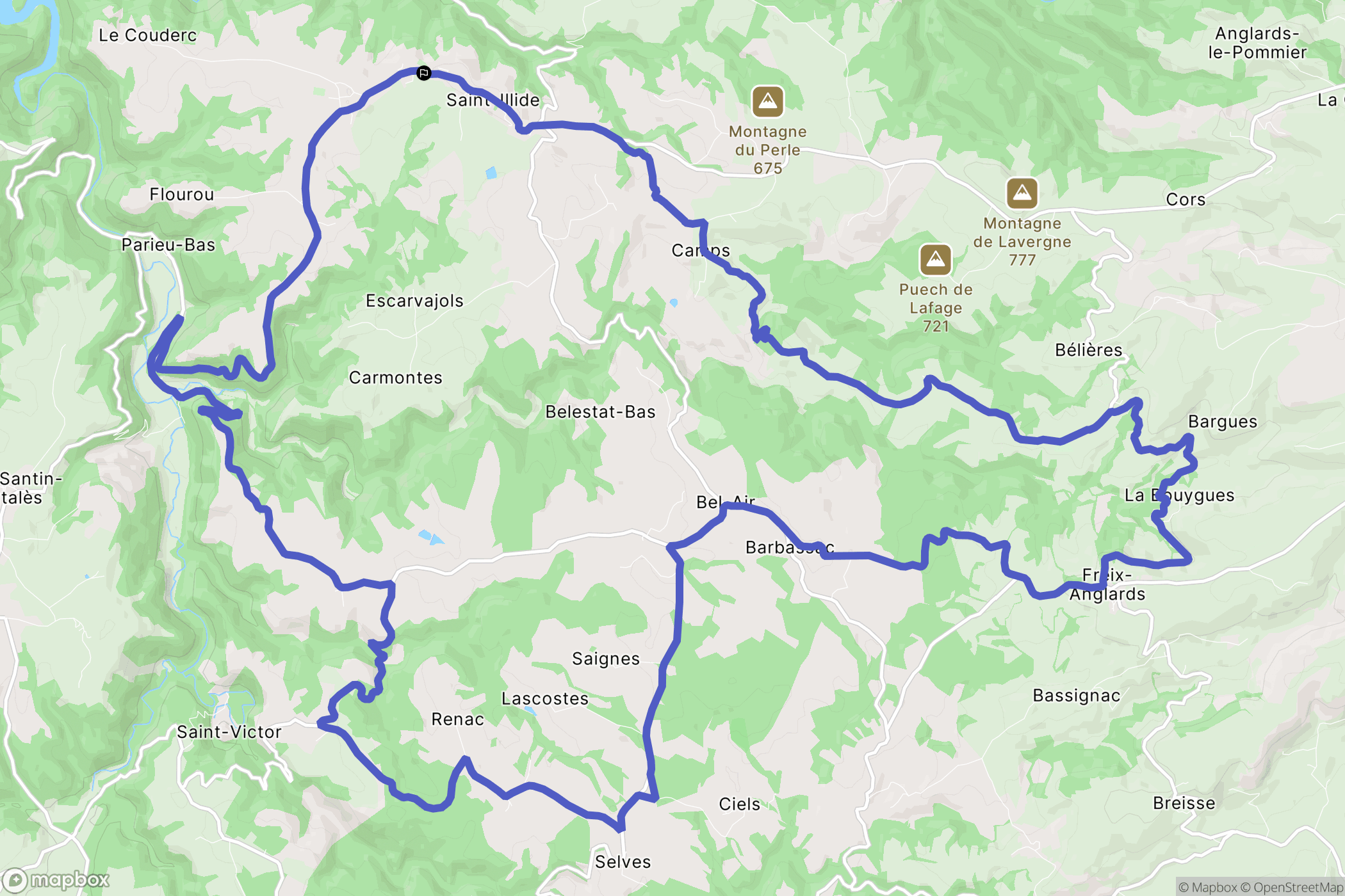 Saint-Illide : carte du parcours de randonnée - France