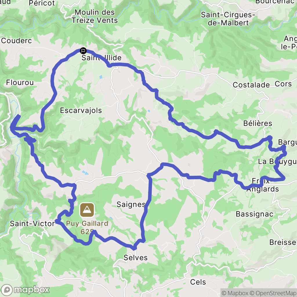 Saint-Illide : carte du parcours de randonnée - France