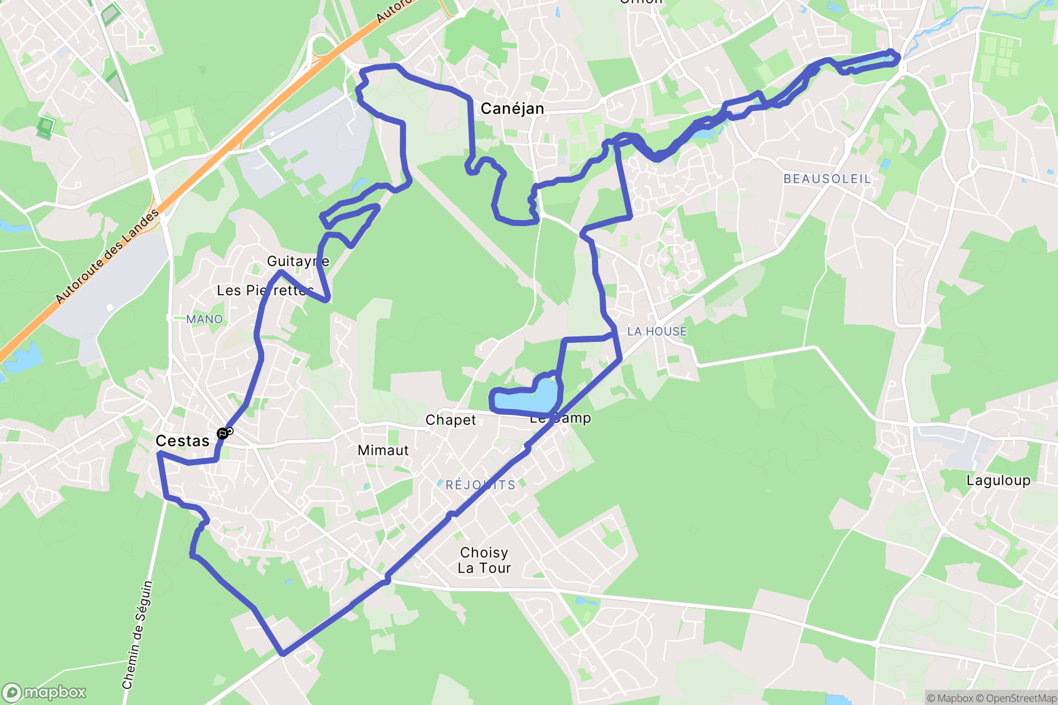 Cestas : carte du parcours de randonnée - France