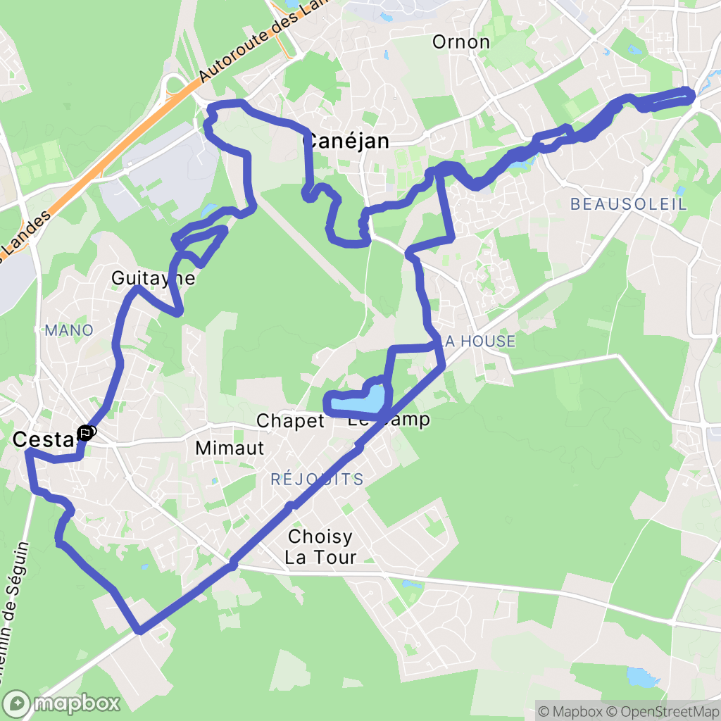 Cestas : carte du parcours de randonnée - France