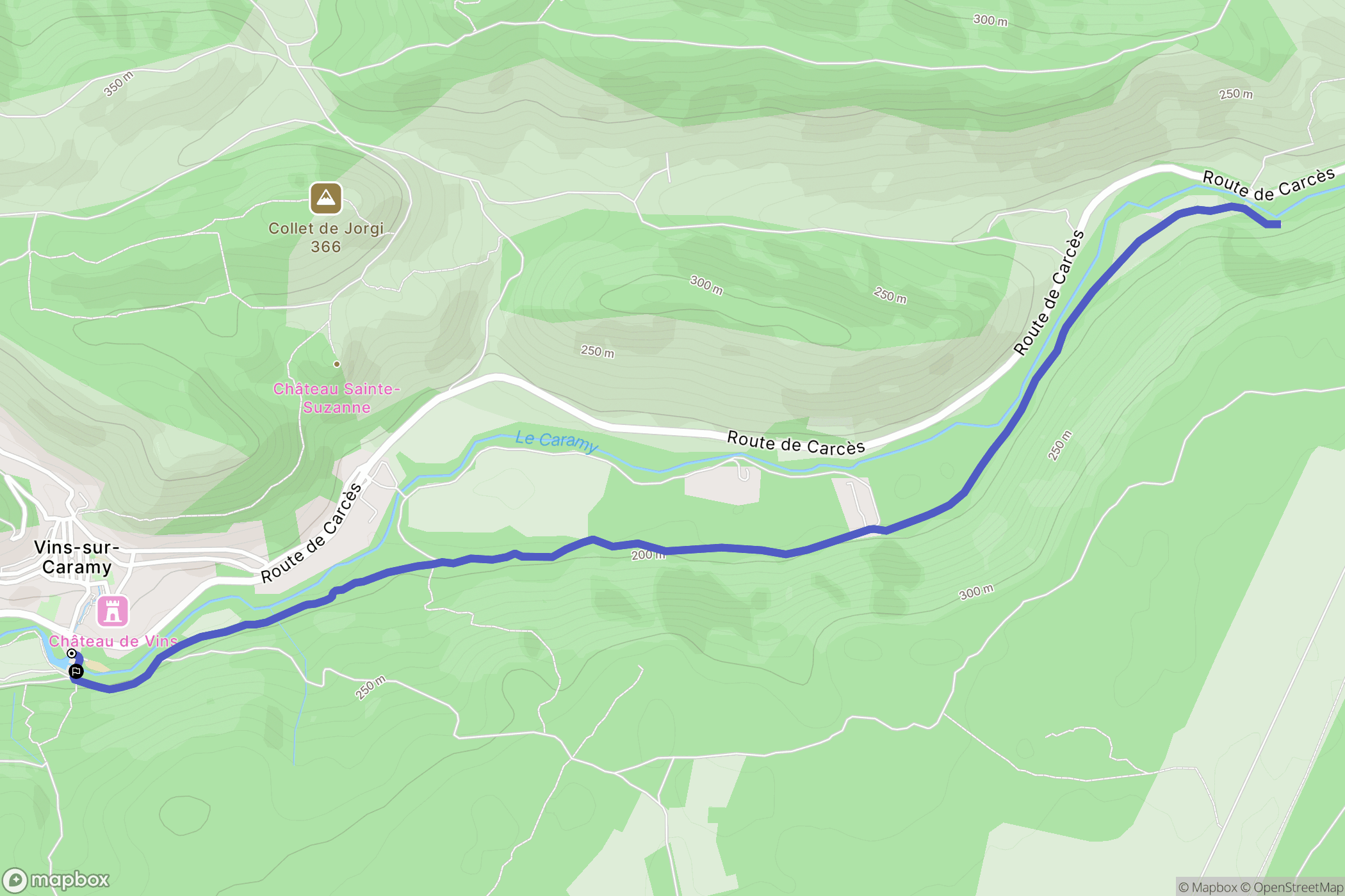 Vins-sur-Caramy : carte du parcours de randonnée - France