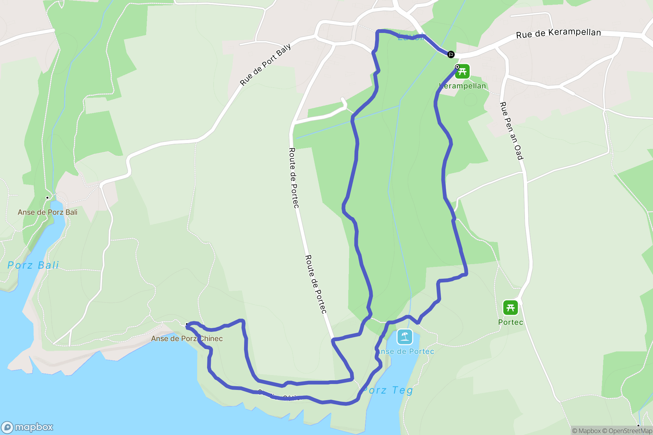 Moëlan-sur-Mer : carte du parcours de randonnée - France