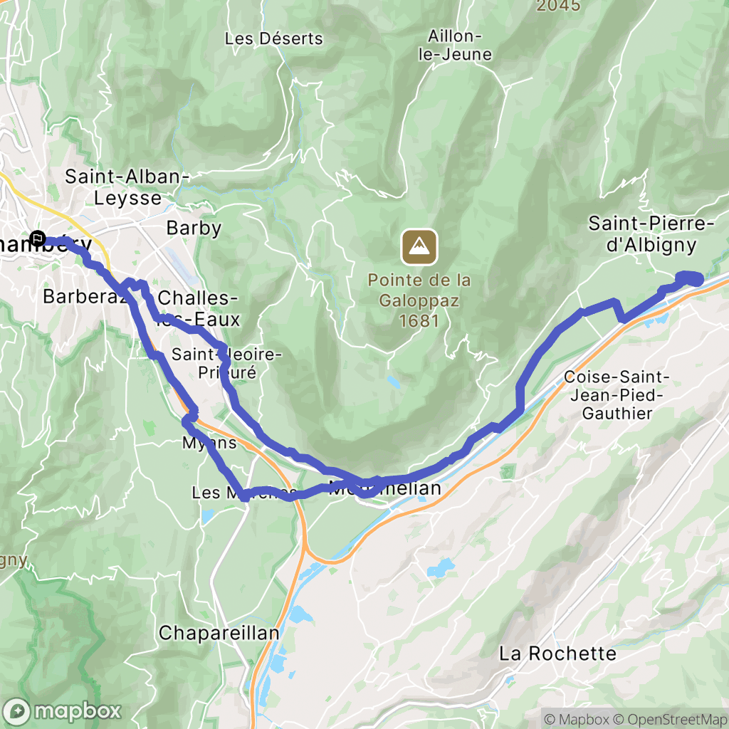 Chambéry : carte du parcours de randonnée - France