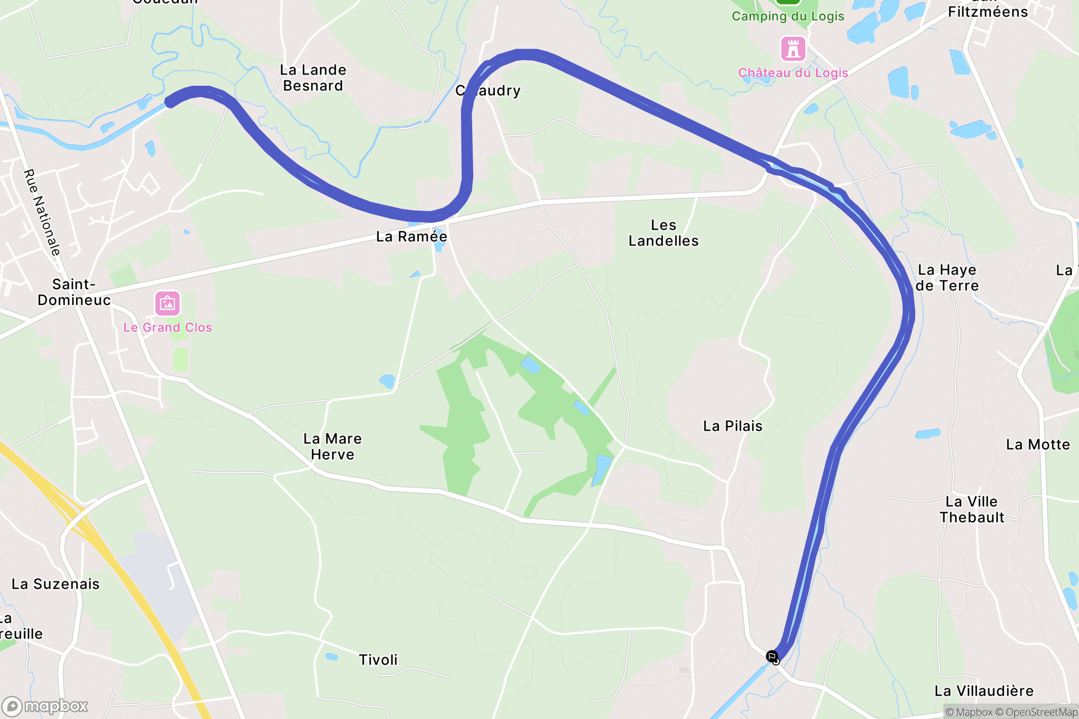 Québriac : carte du parcours de randonnée - France