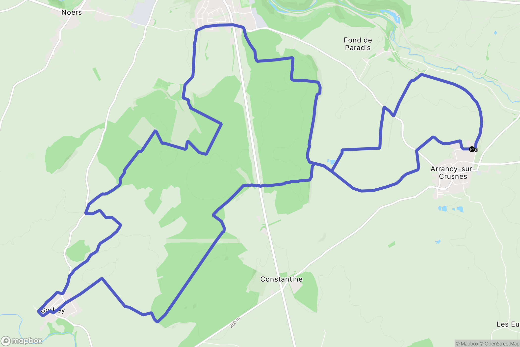 Arrancy-sur-Crusnes : carte du parcours de randonnée - France