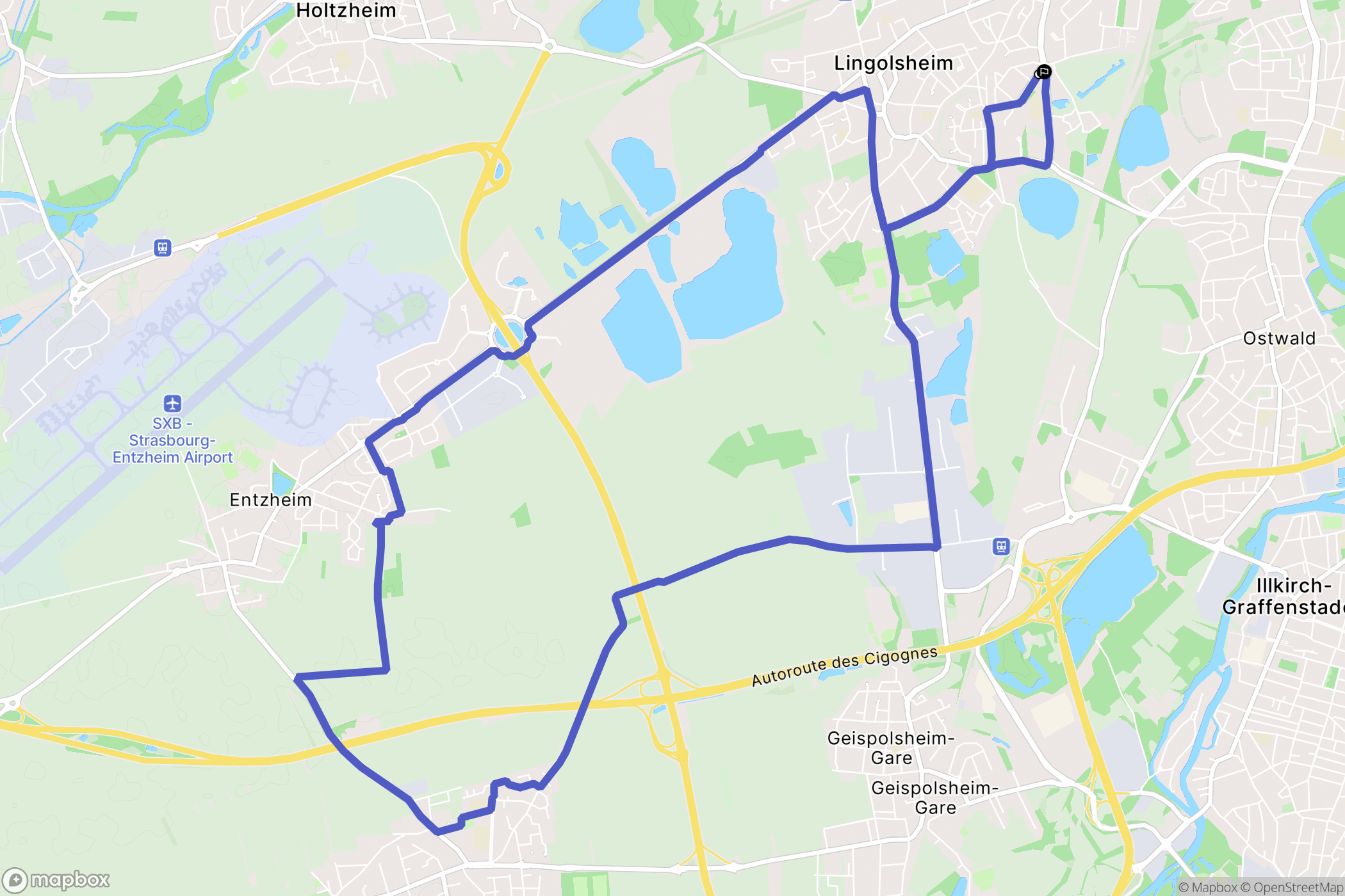 Lingolsheim : carte du parcours de randonnée - France