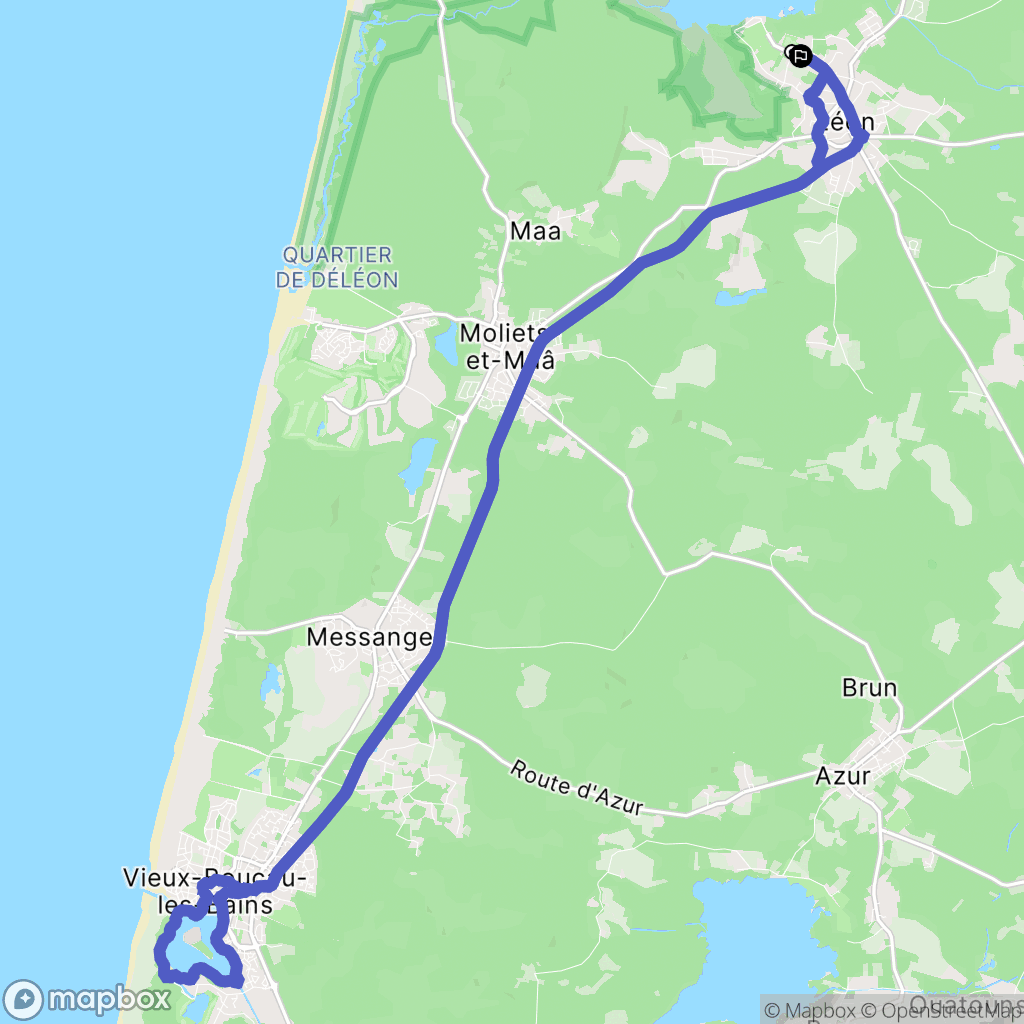 Léon : carte du parcours de randonnée - France
