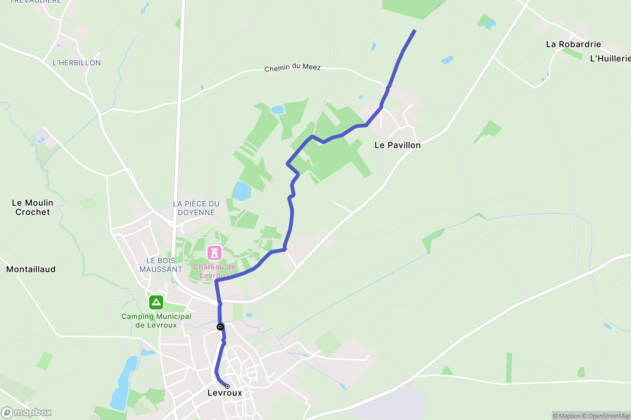 Levroux : carte du parcours de randonnée - France