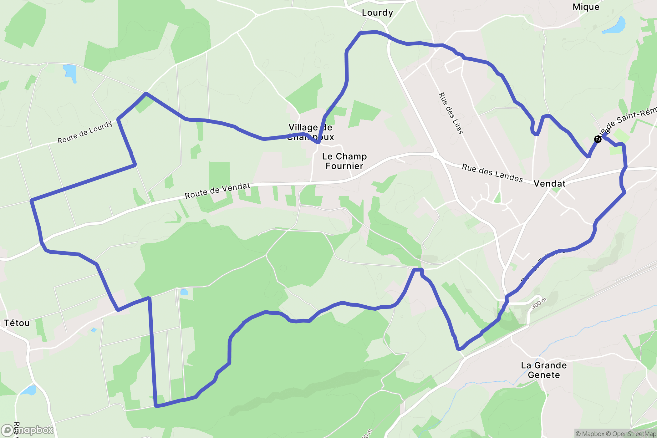 Vendat : carte du parcours de randonnée - France