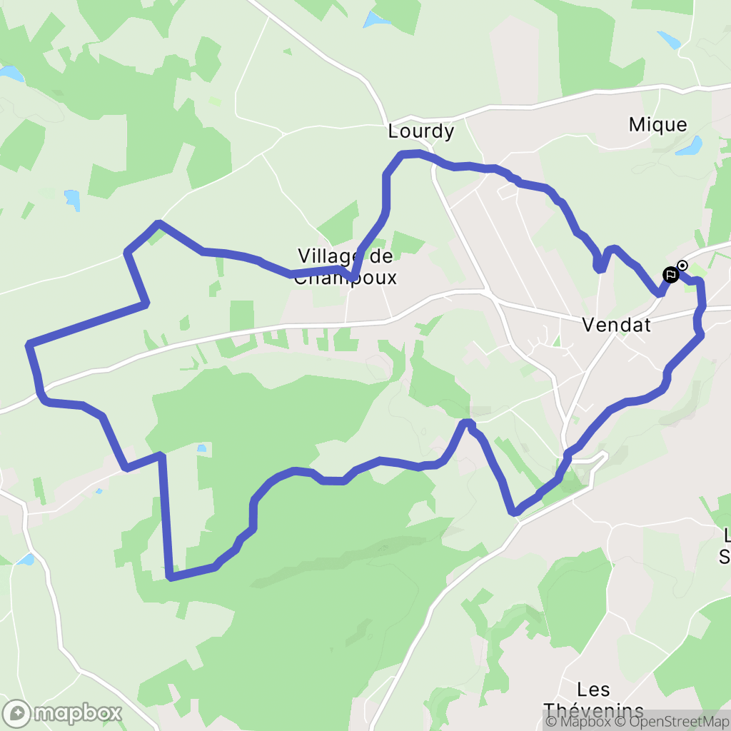 Vendat : carte du parcours de randonnée - France