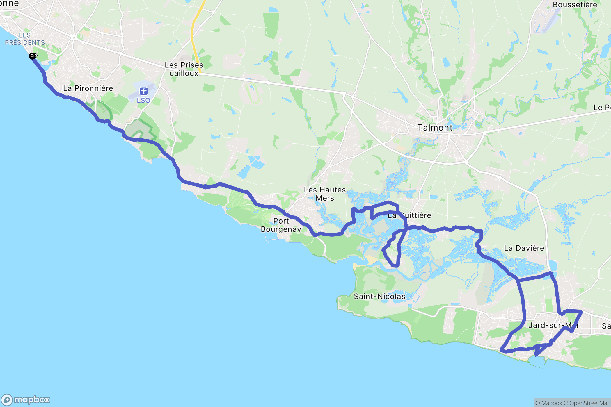 Les Sables-d'Olonne : carte du parcours de randonnée - France
