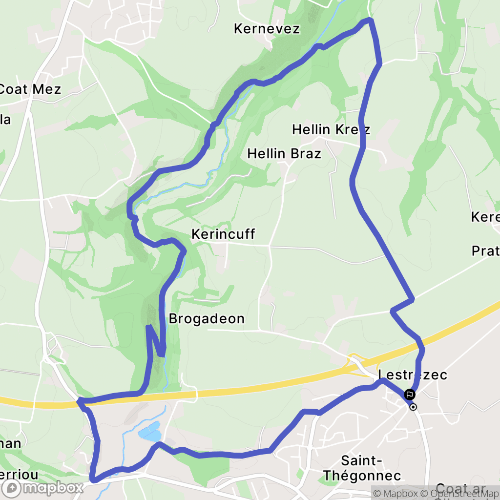 Saint-Thégonnec Loc-Eguiner : carte du parcours de randonnée - France