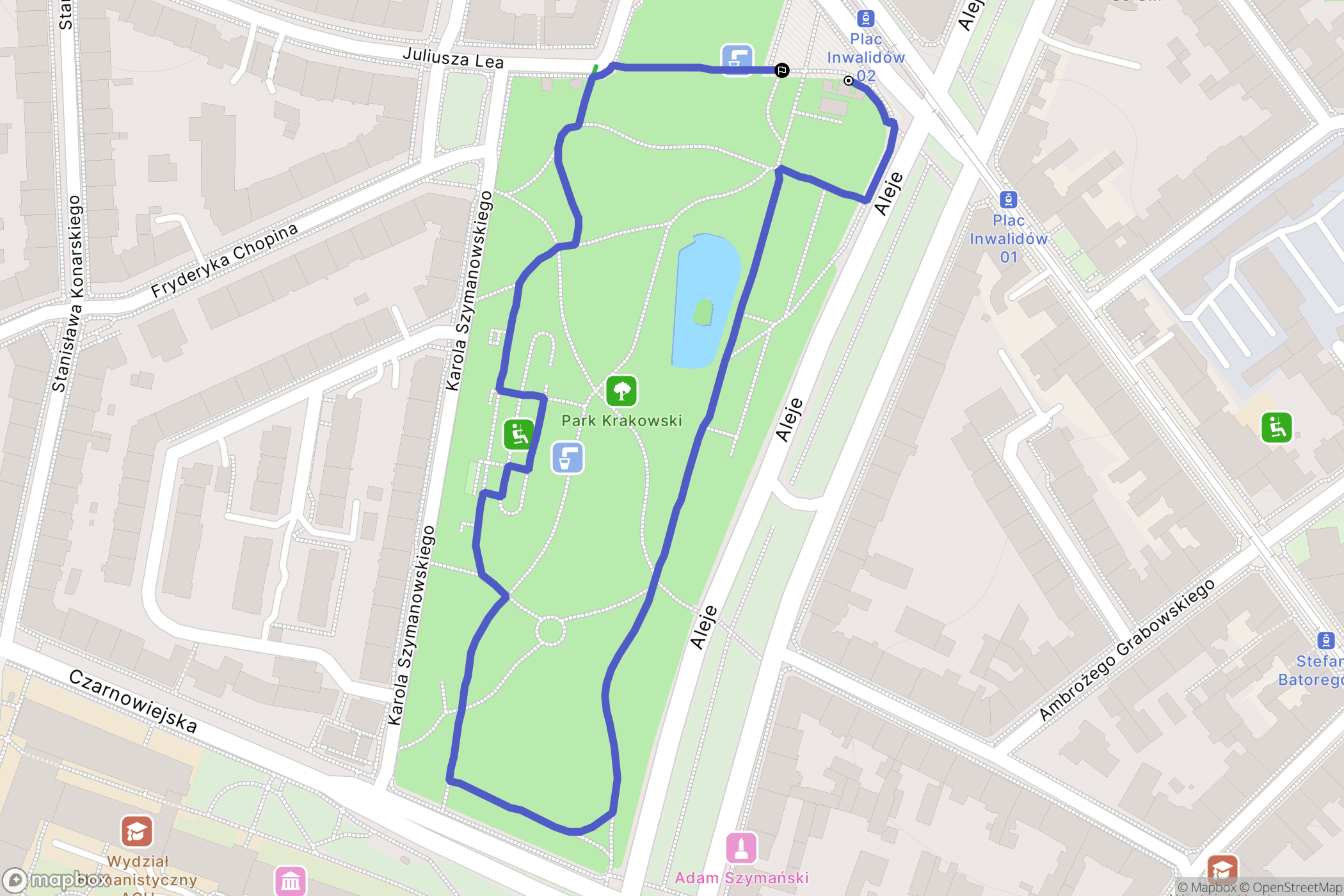 Kraków: mapa trasy - Poland