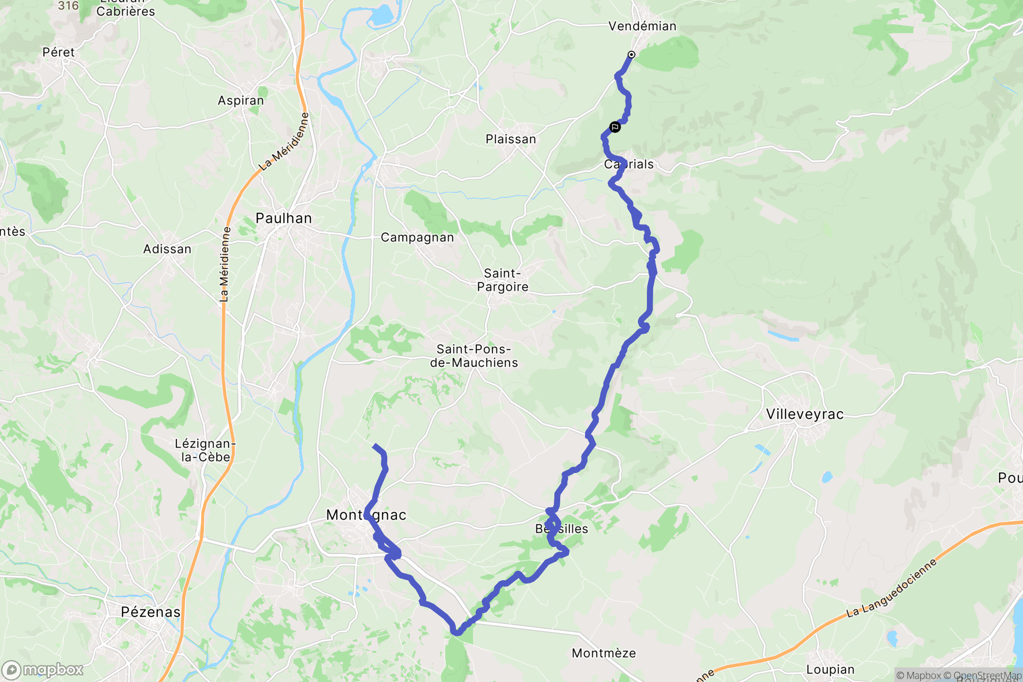 Vendémian : carte du parcours de randonnée - France