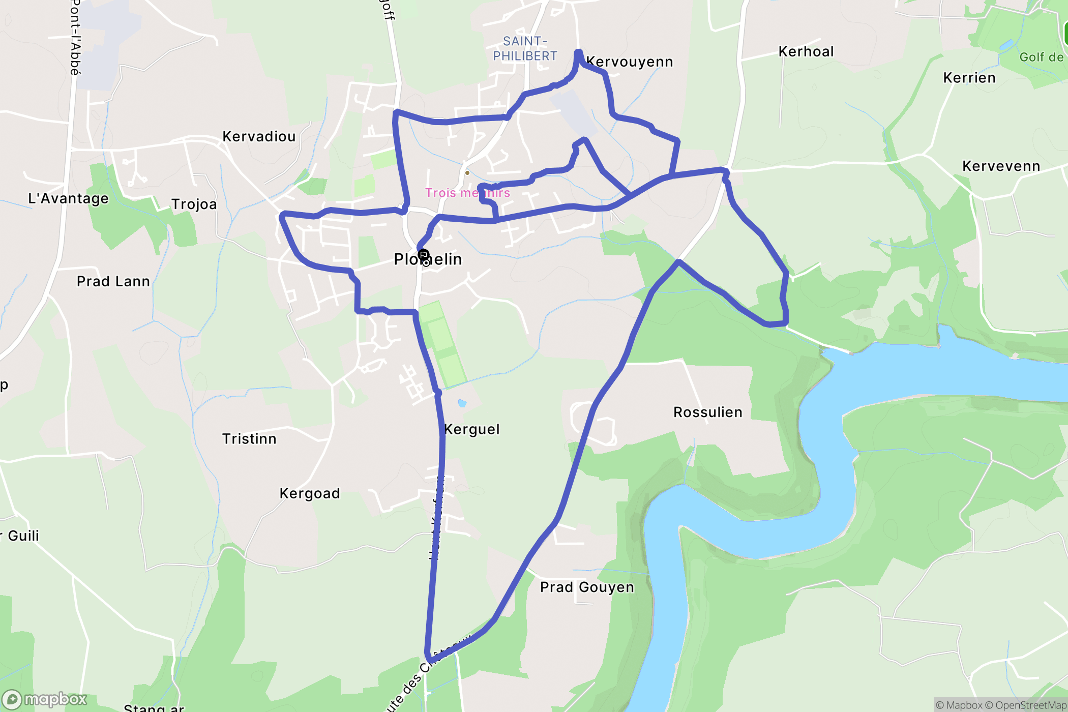 Plomelin : carte du parcours de randonnée - France