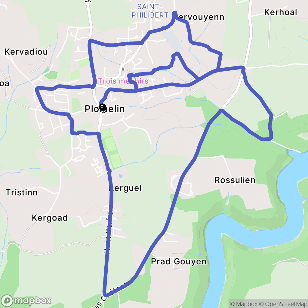 Plomelin : carte du parcours de randonnée - France