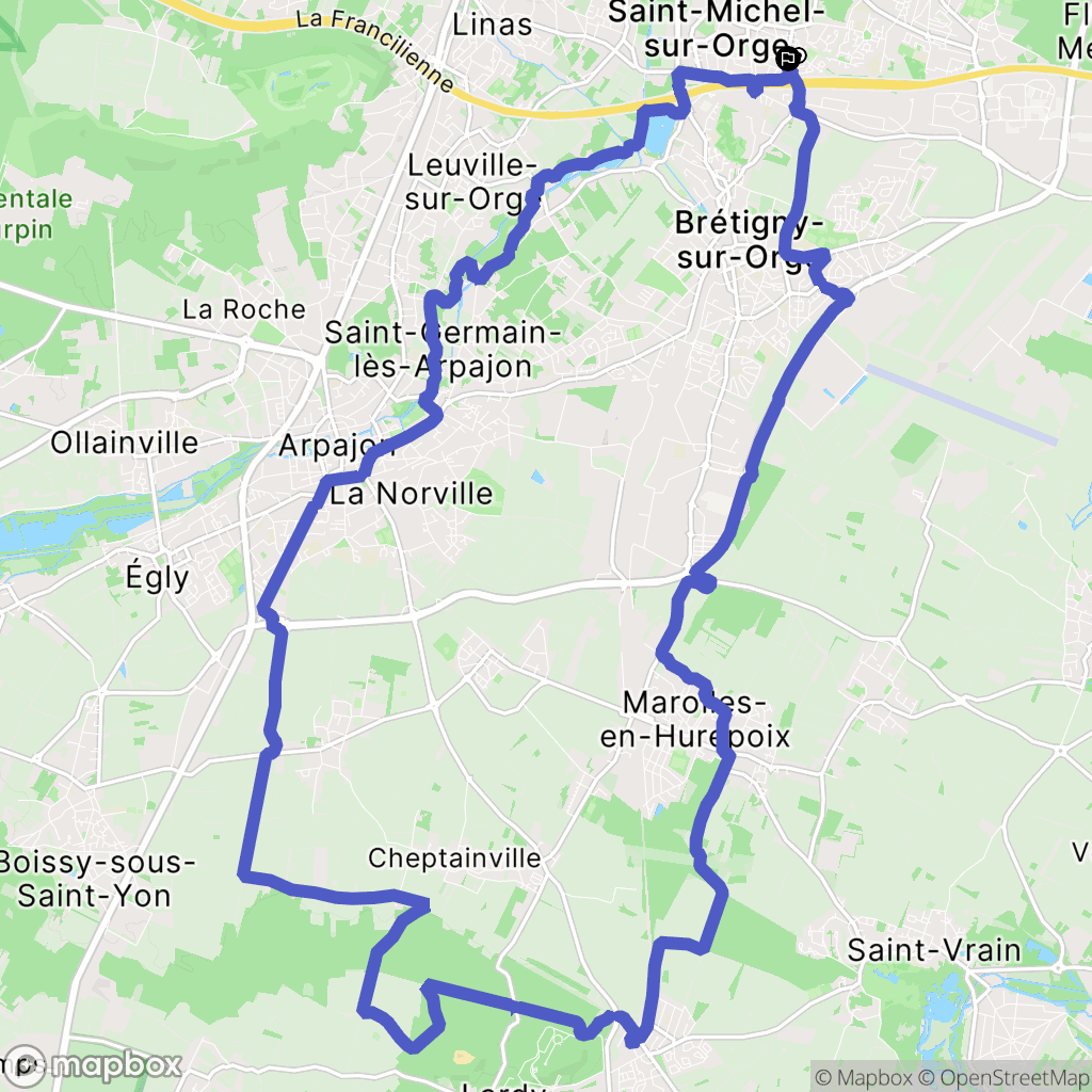 Saint-Michel-sur-Orge : carte du parcours de randonnée - France