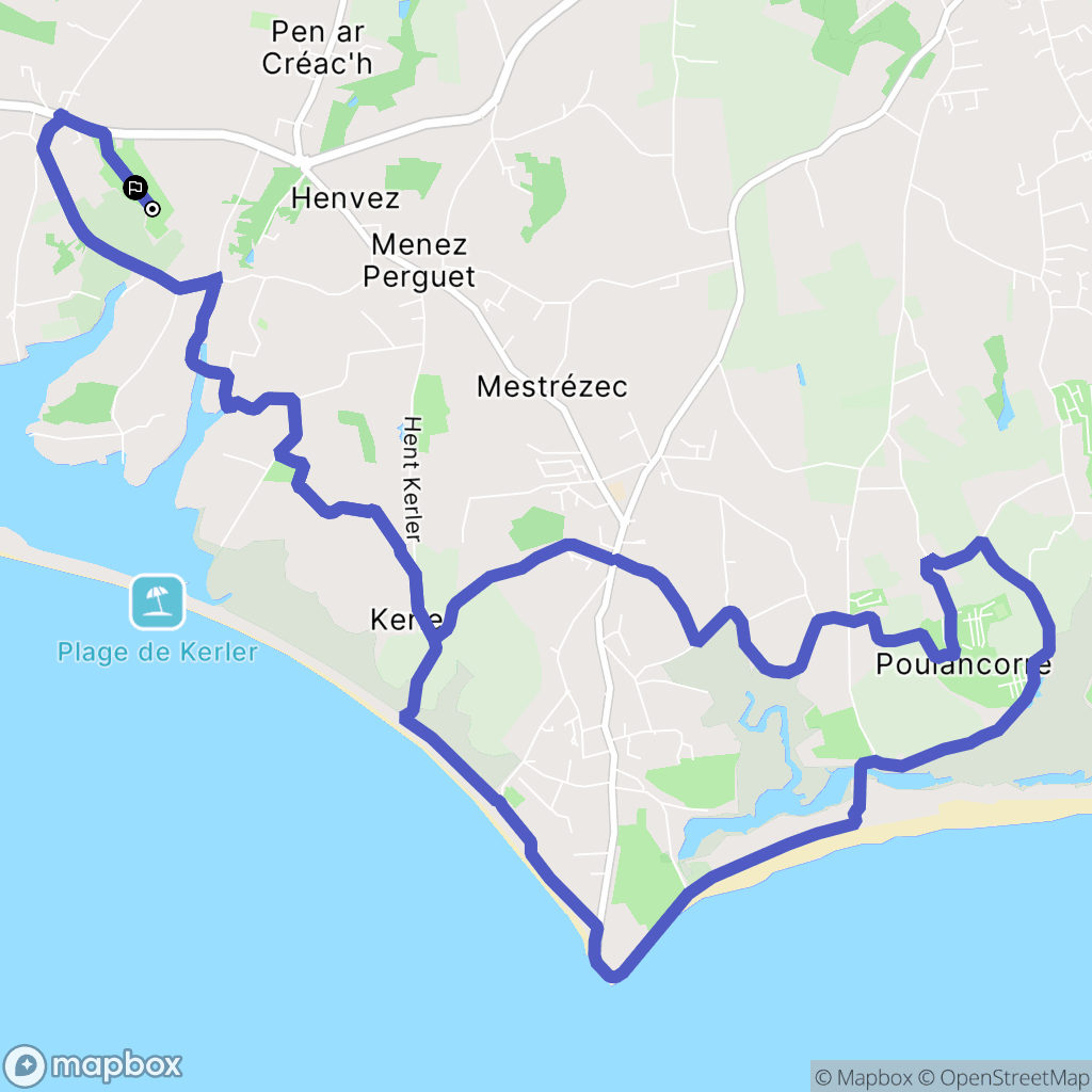 Bénodet : carte du parcours de randonnée - France