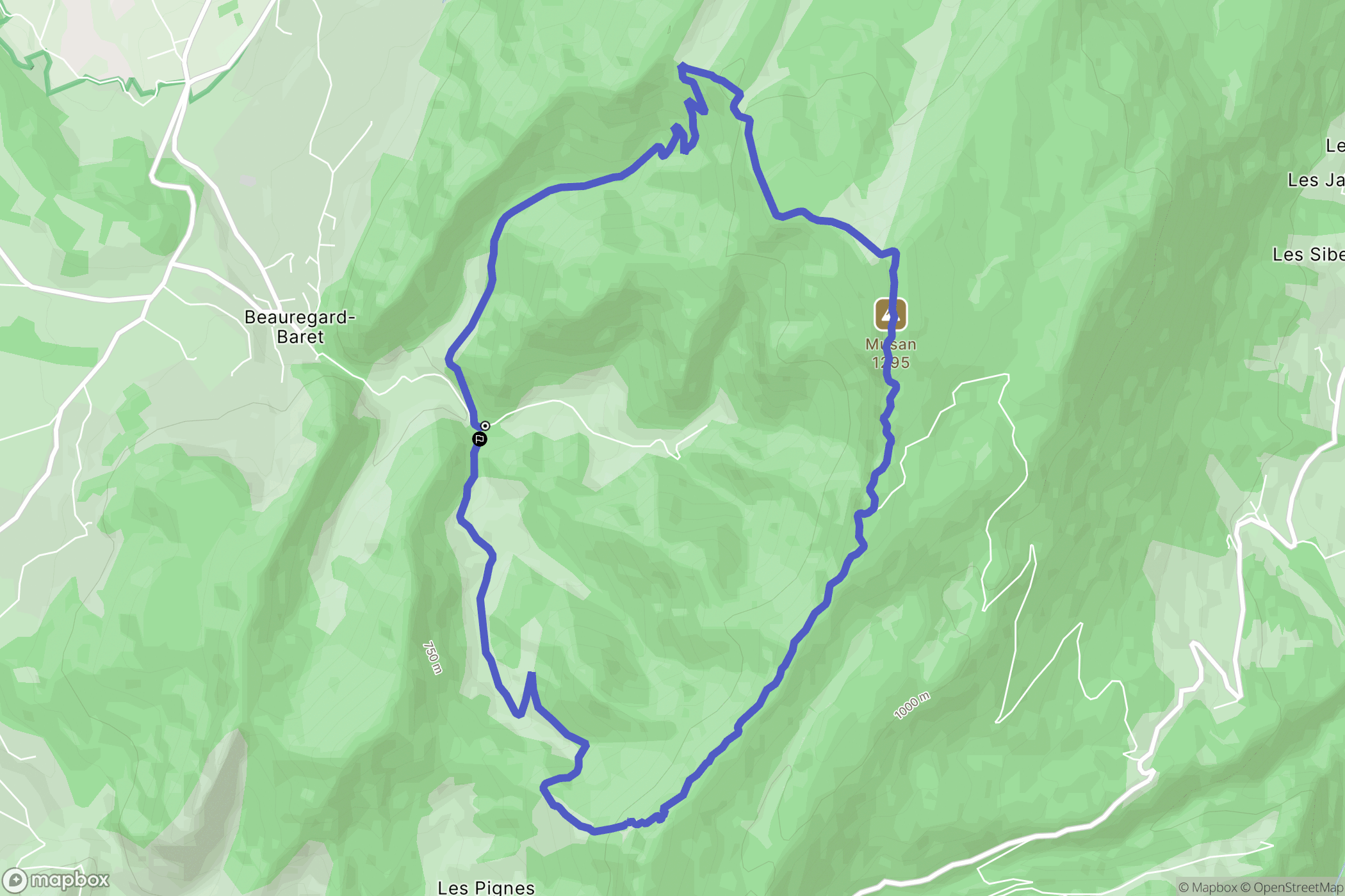 Beauregard-Baret : carte du parcours de randonnée - France