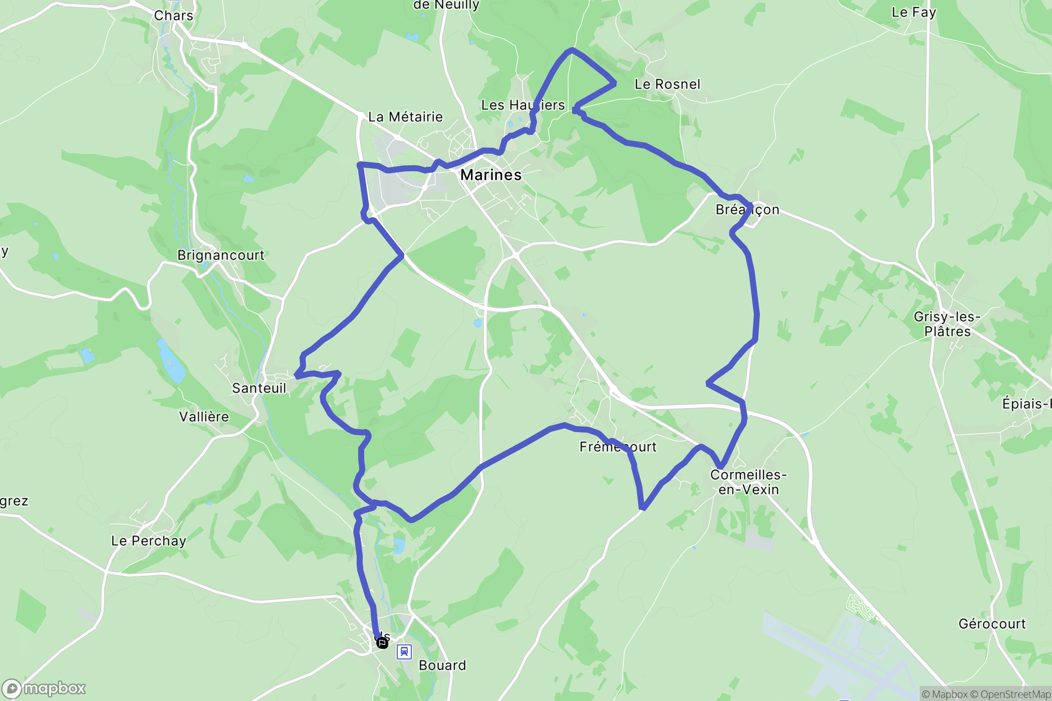 Us : carte du parcours de randonnée - France