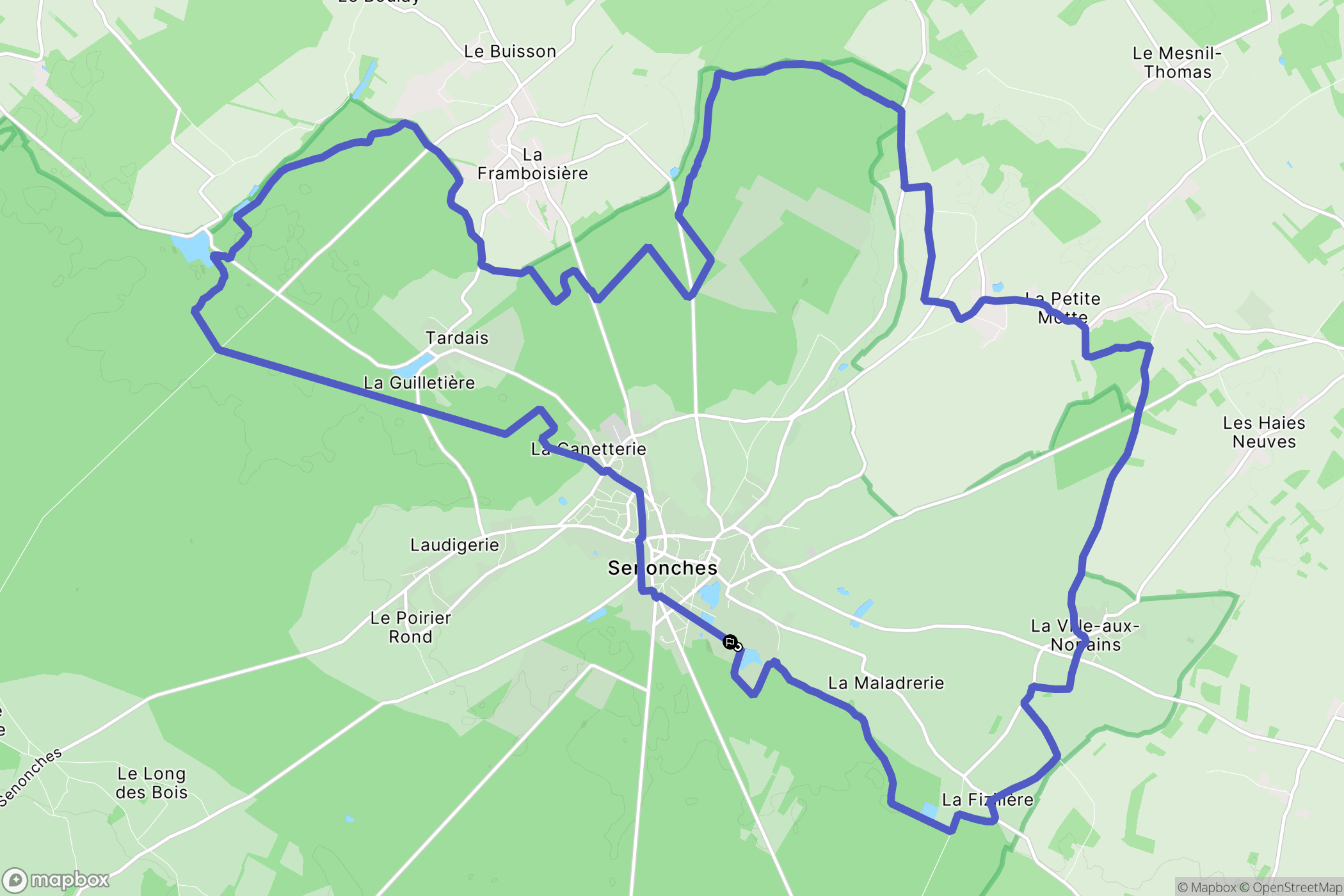 Senonches : carte du parcours de randonnée - France