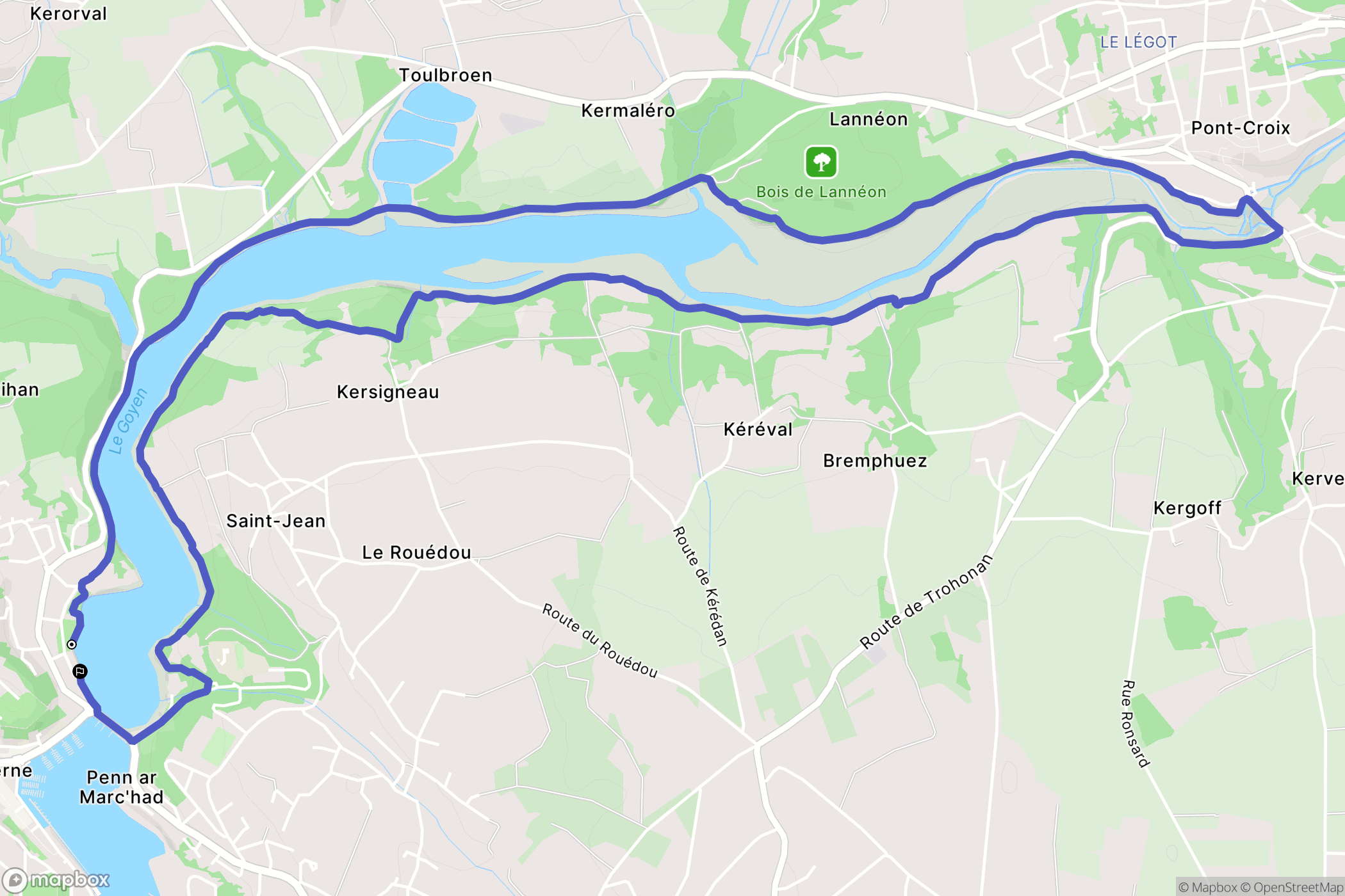 Audierne : carte du parcours de randonnée - France
