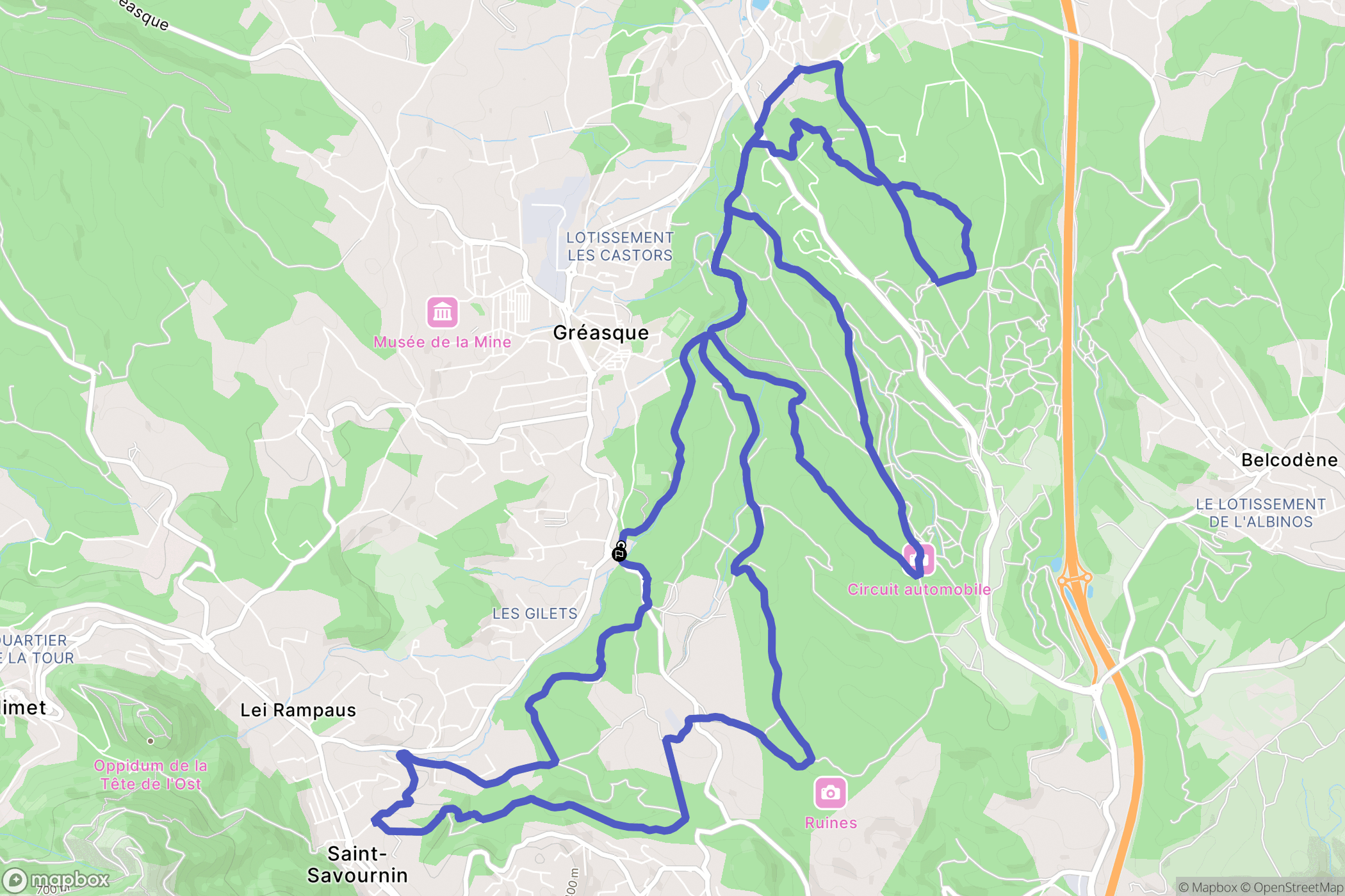 Gréasque : carte du parcours de randonnée - France
