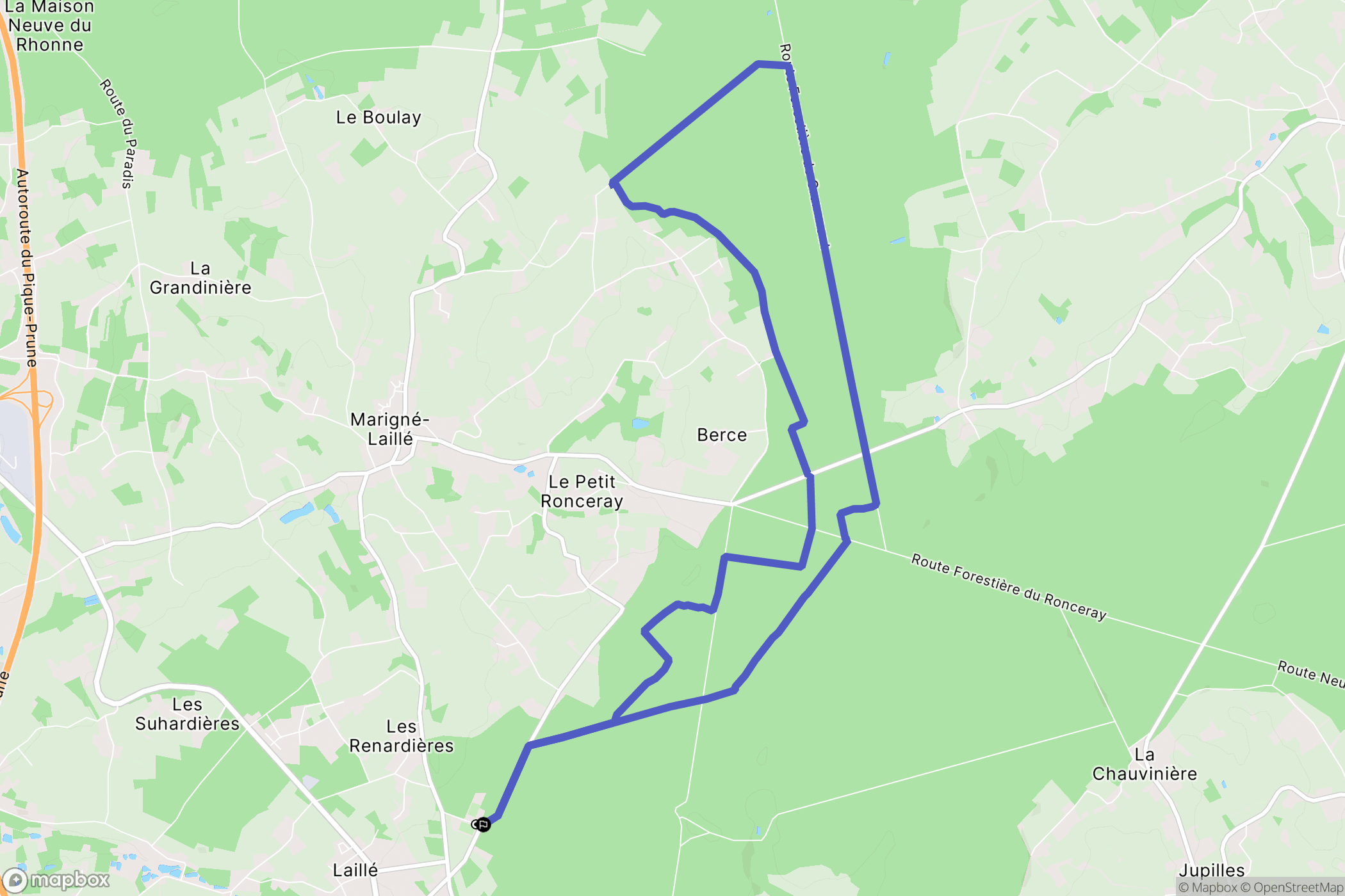 Marigné-Laillé : carte du parcours de randonnée - France