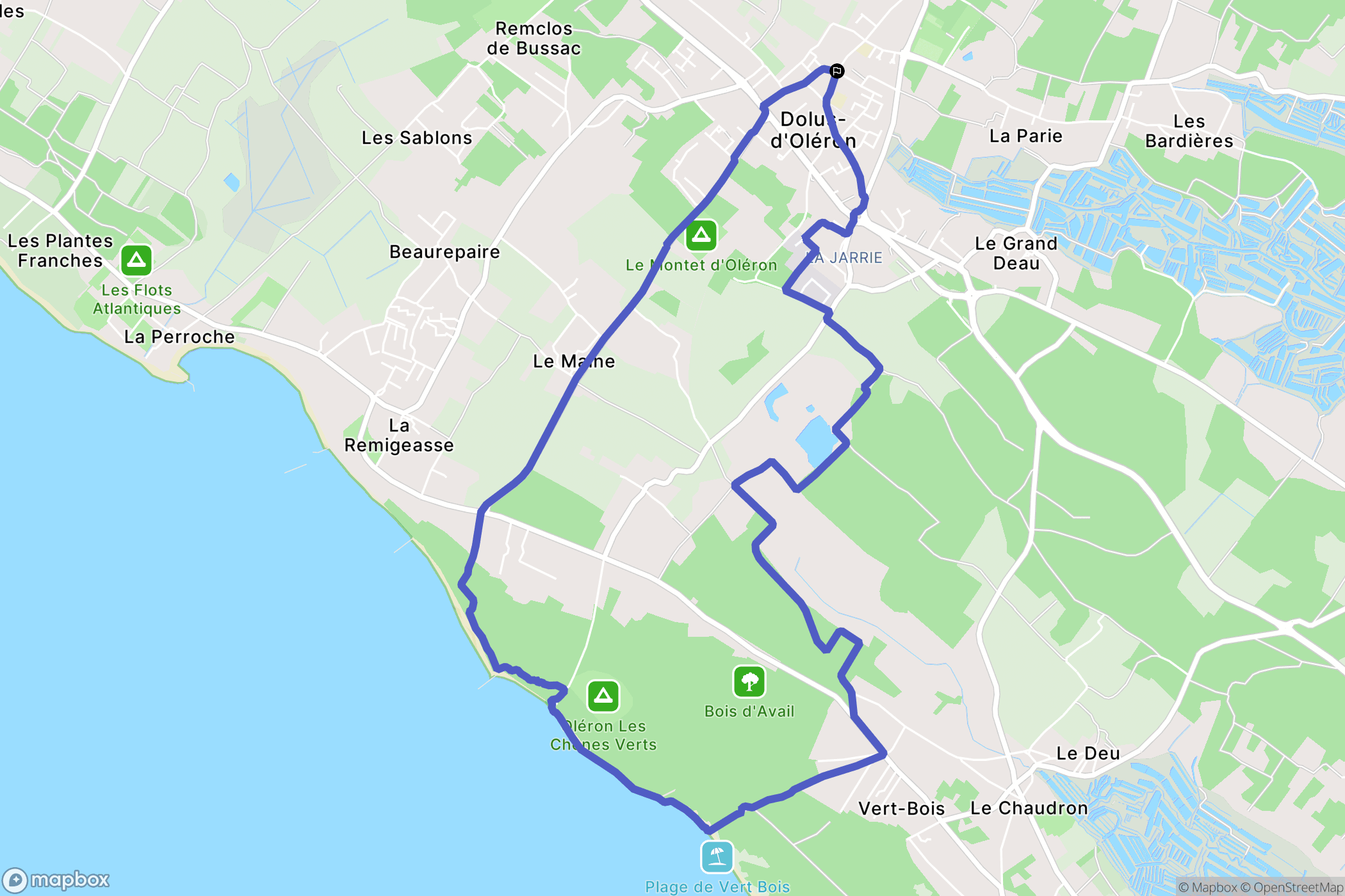 Dolus-d'Oléron : carte du parcours de randonnée - France