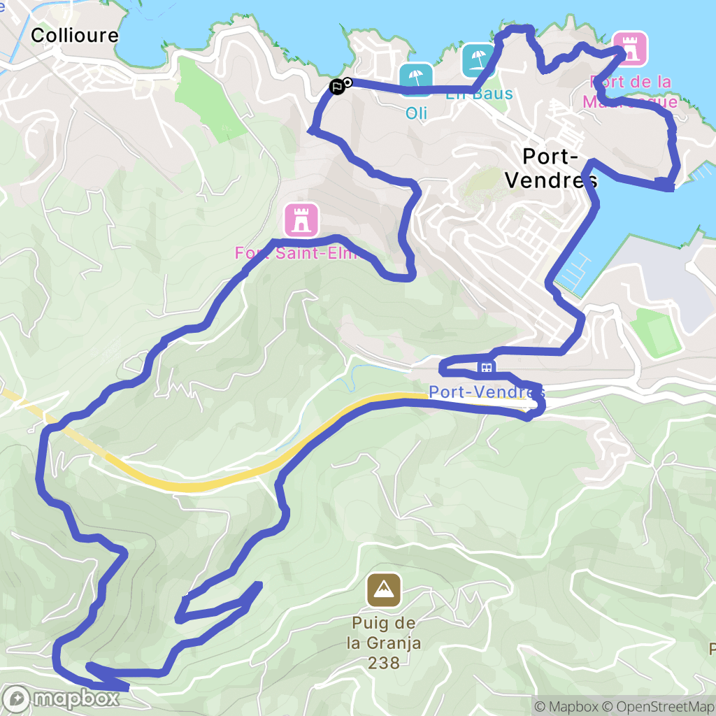 Collioure : carte du parcours de randonnée - France