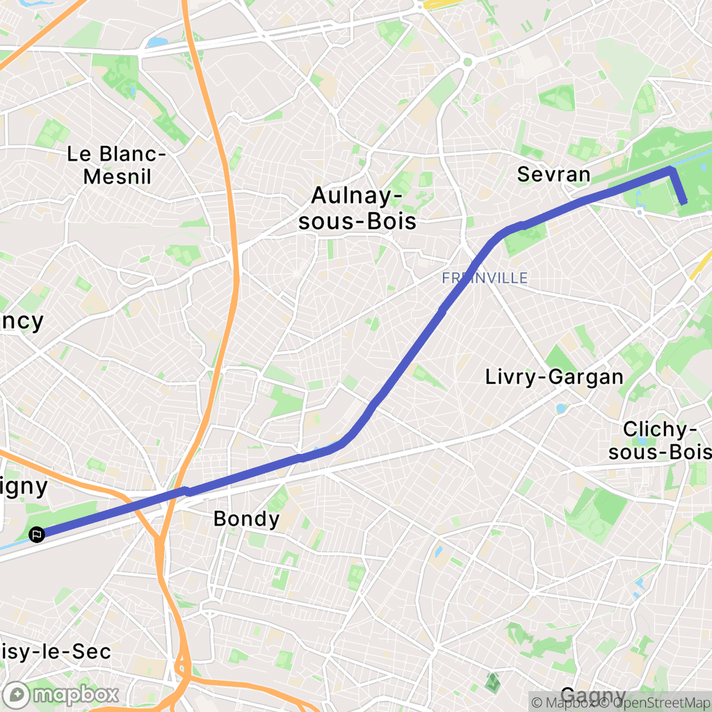 Bobigny : carte du parcours de randonnée - France
