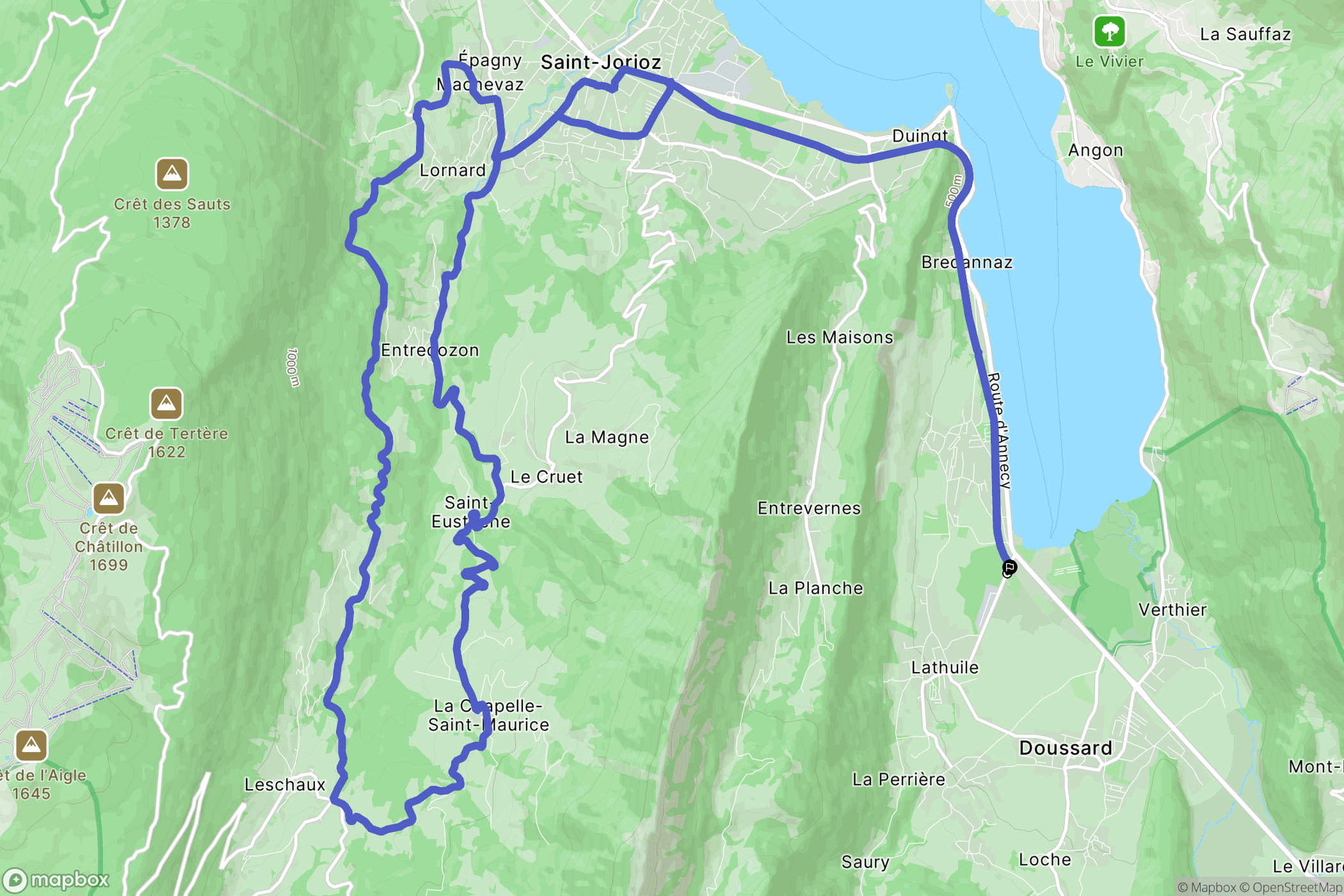 Lathuile : carte du parcours de randonnée - France