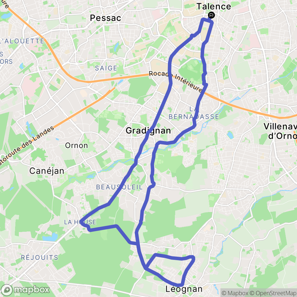 Talence : carte du parcours de randonnée - France