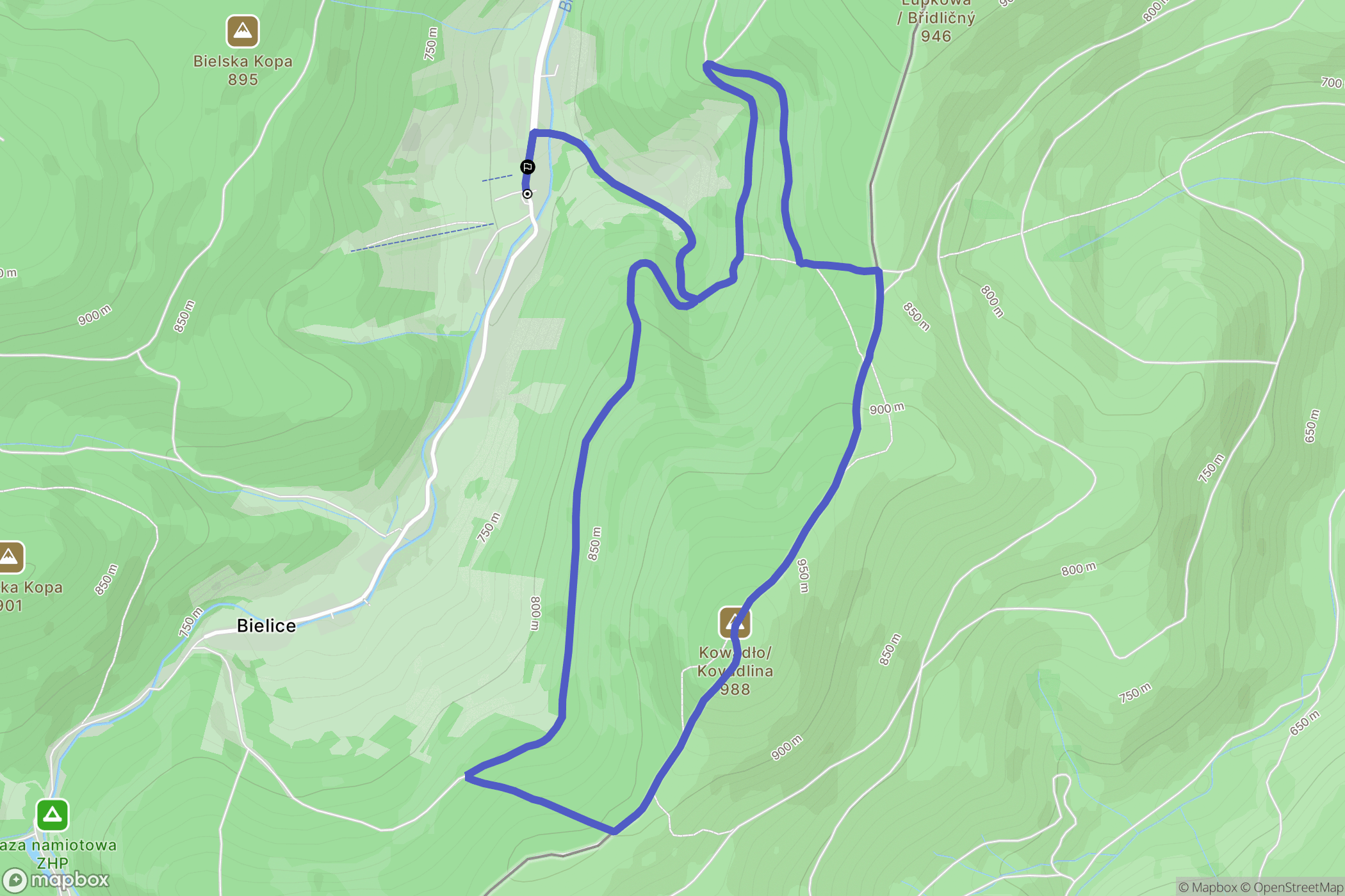 Bielice: mapa trasy - Poland
