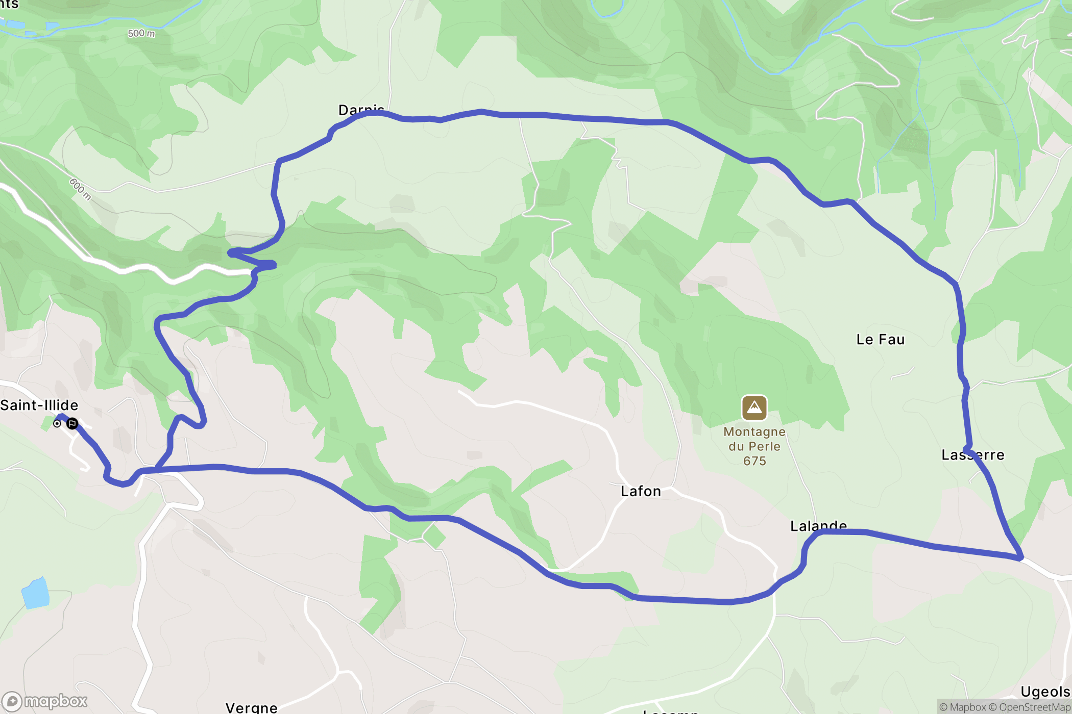 Saint-Illide : carte du parcours de randonnée - France