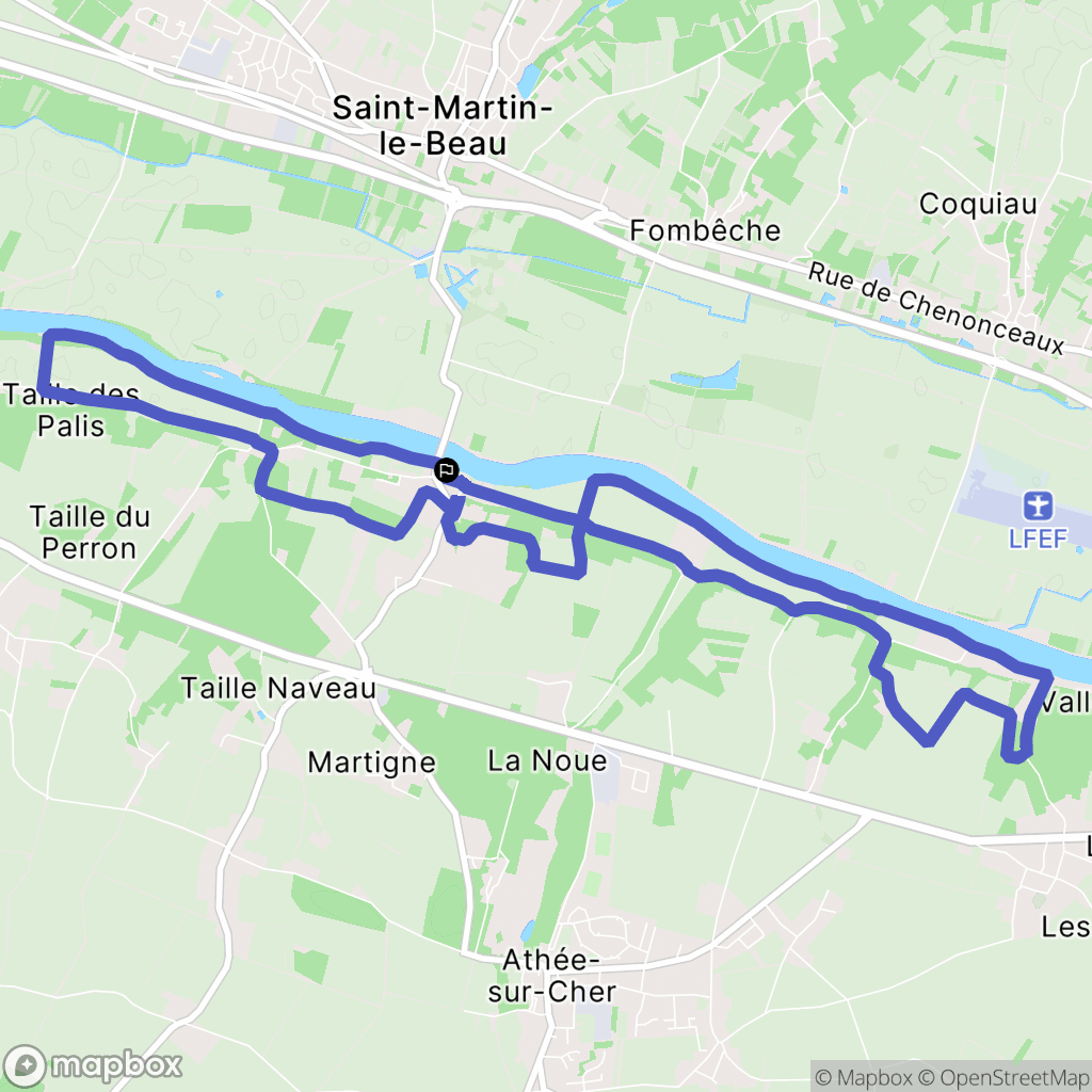 Athée-sur-Cher : carte du parcours de randonnée - France