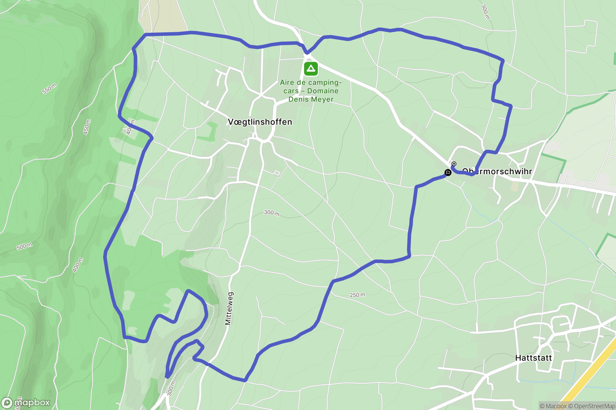 Obermorschwihr : carte du parcours de randonnée - France