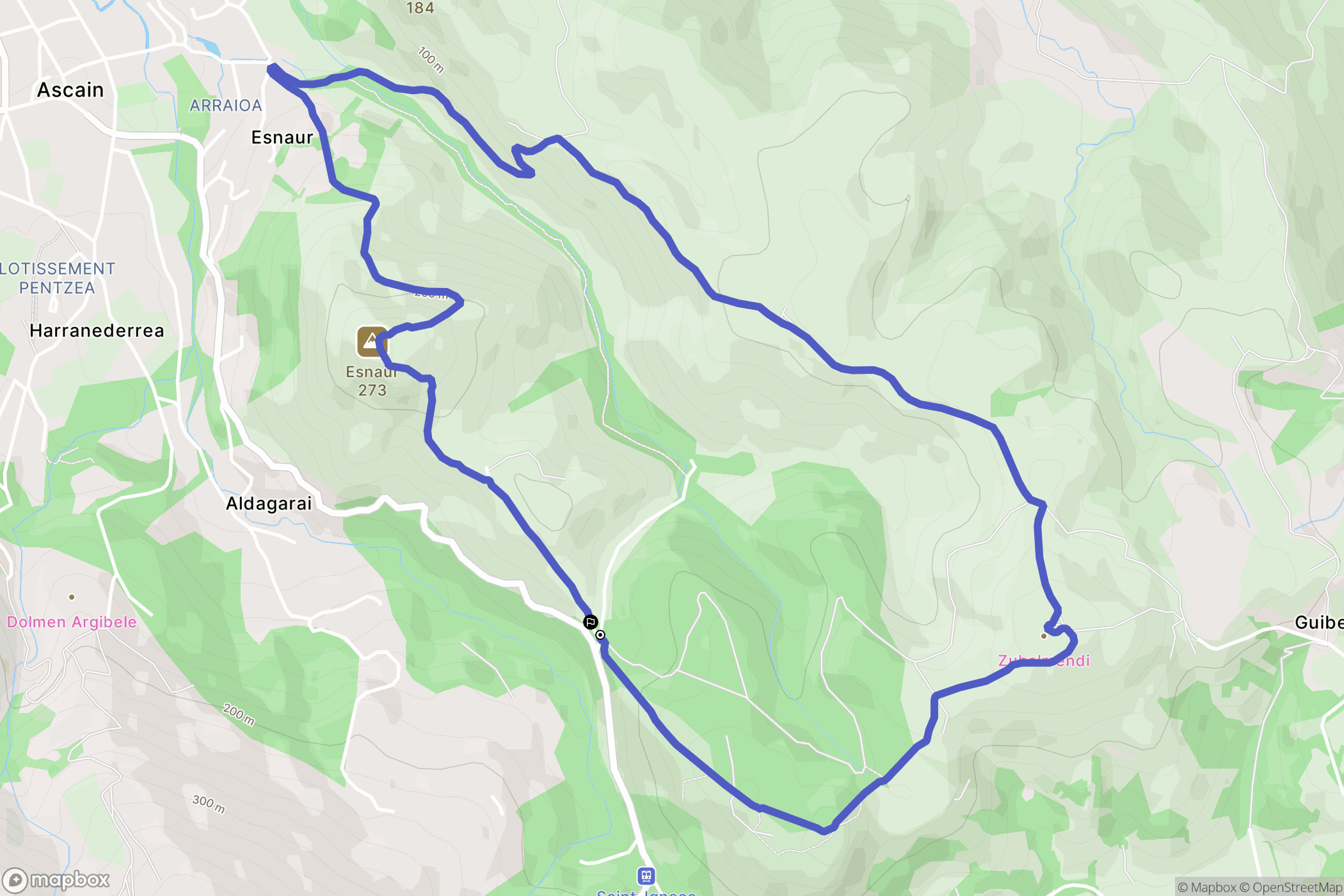 Sare : carte du parcours de randonnée - France
