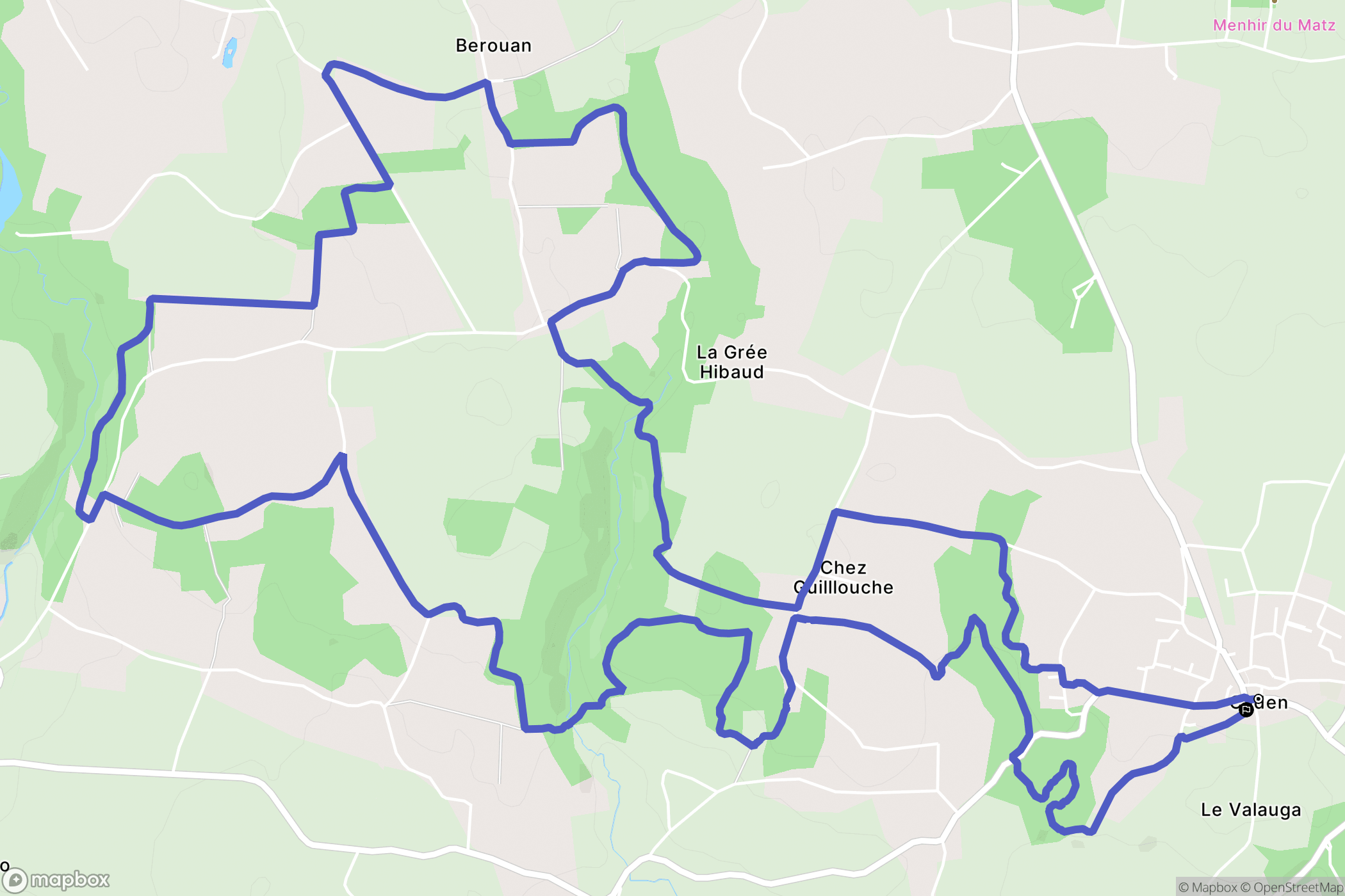 Caden : carte du parcours de randonnée - France
