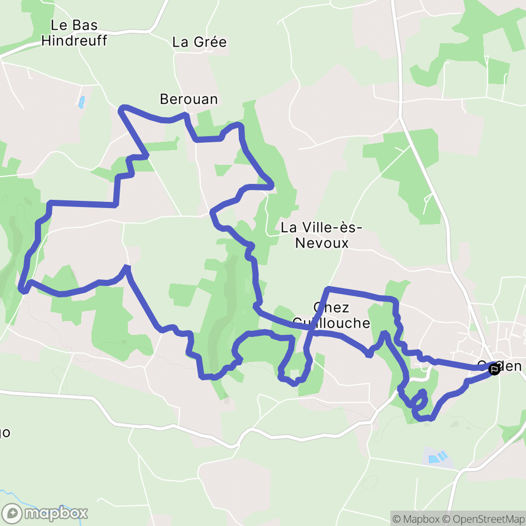Caden : carte du parcours de randonnée - France