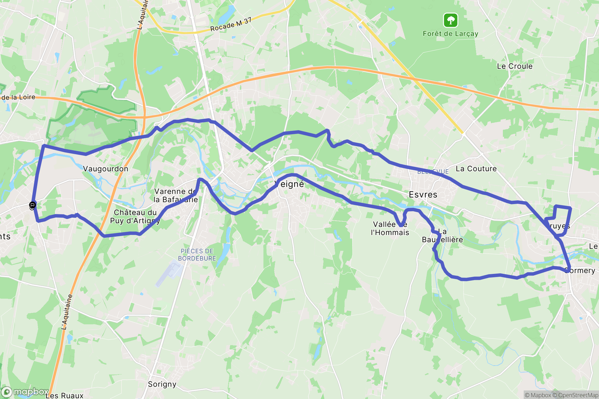 Monts : carte du parcours de randonnée - France