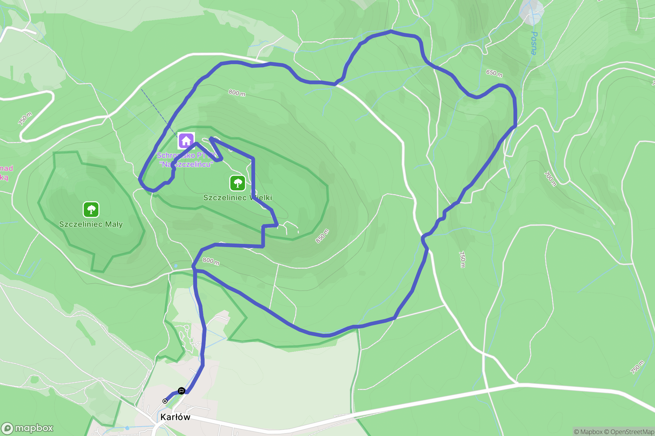 Karłów: mapa trasy - Poland