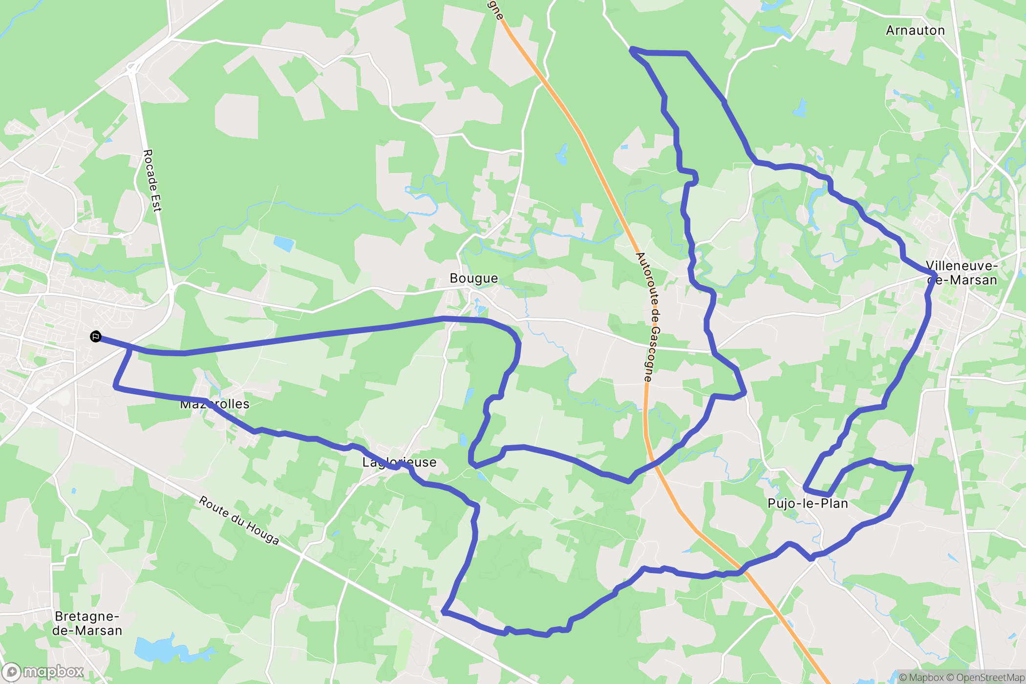 Mont-de-Marsan : carte du parcours de randonnée - France