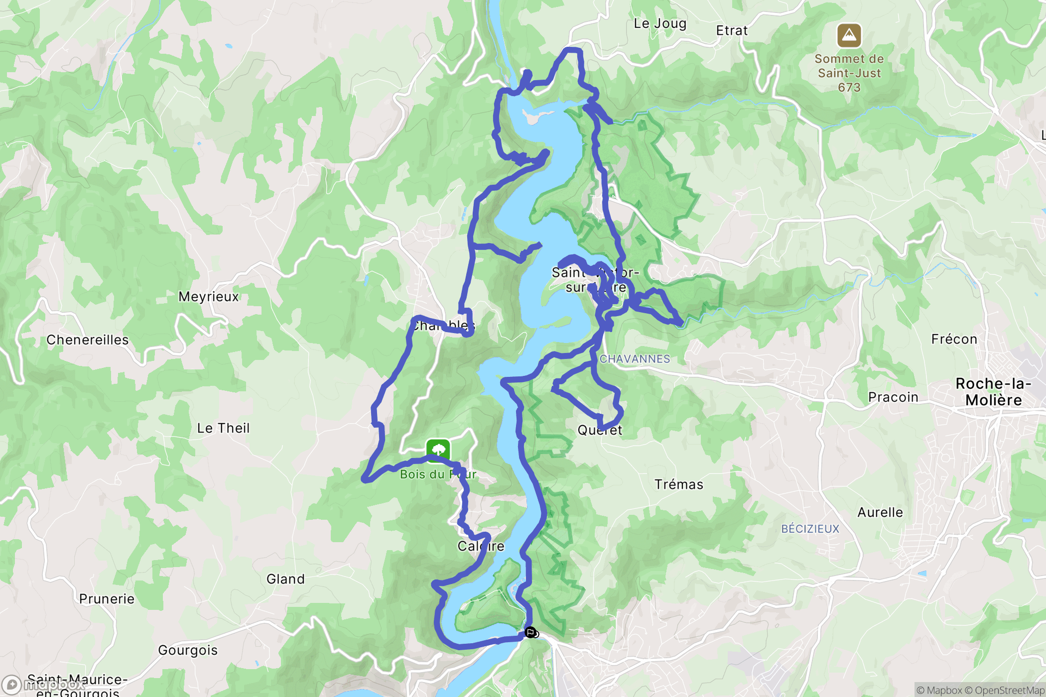 Unieux : carte du parcours de randonnée - France