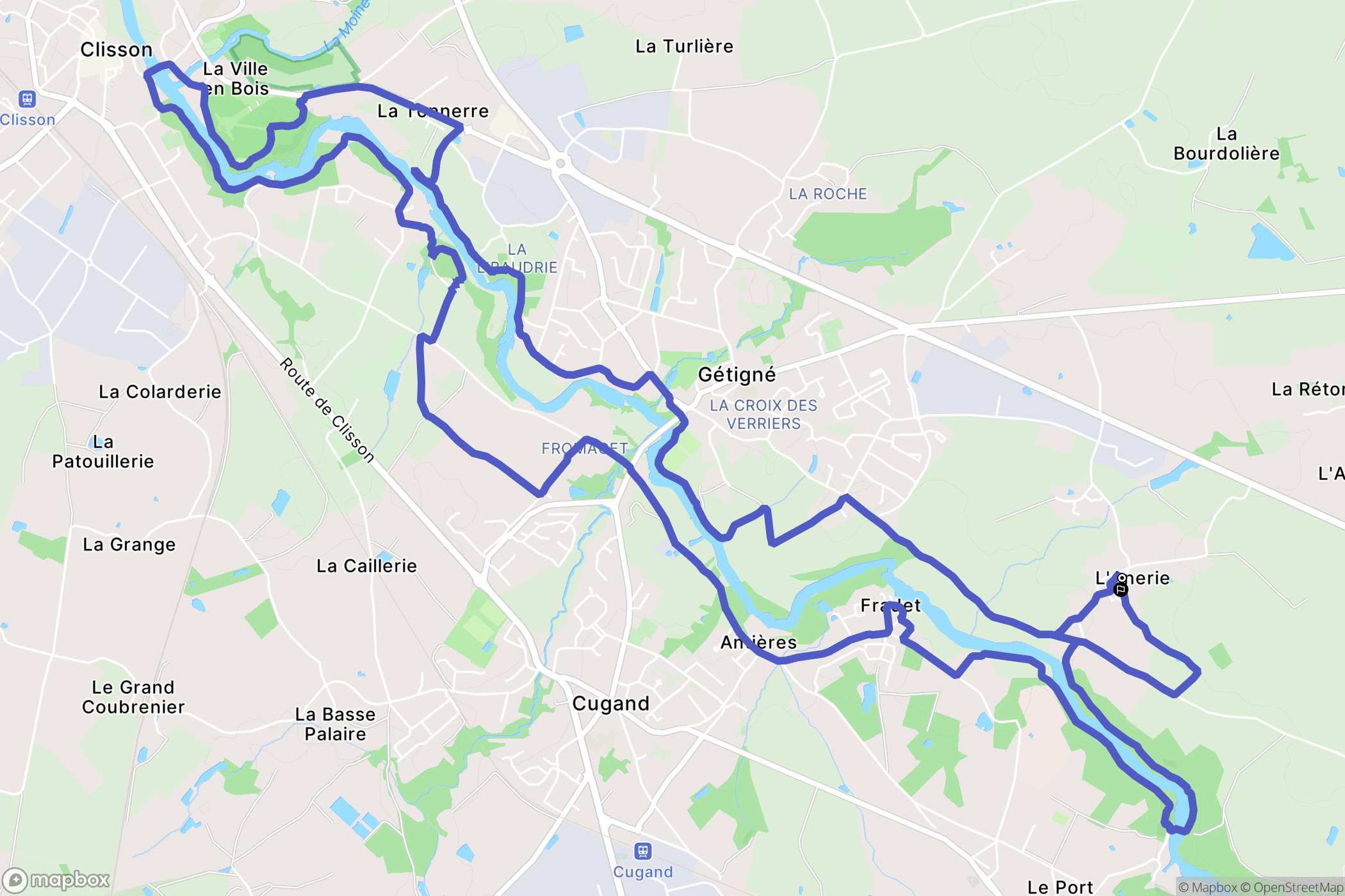 Gétigné : carte du parcours de randonnée - France