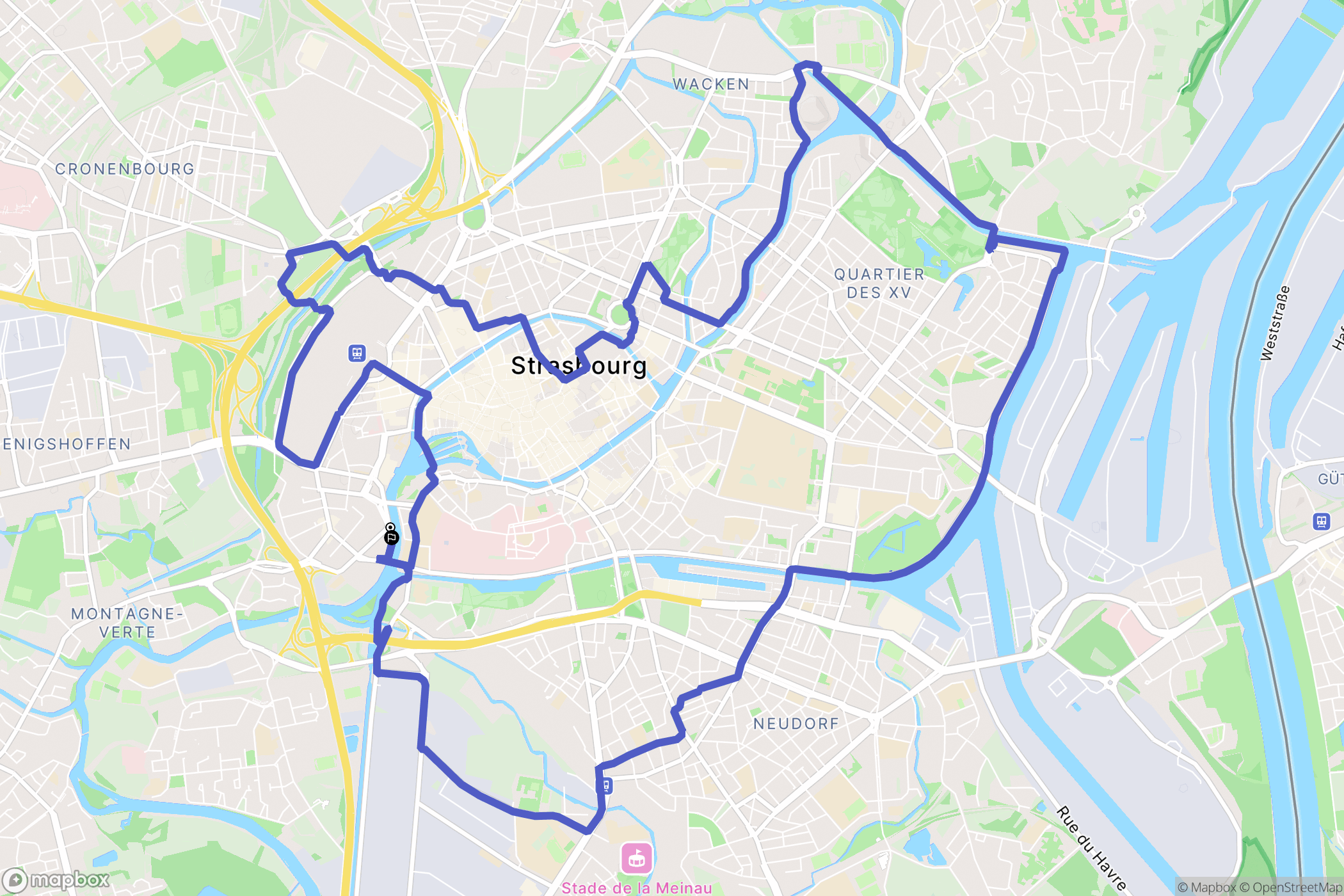 Strasbourg : carte du parcours de randonnée - France