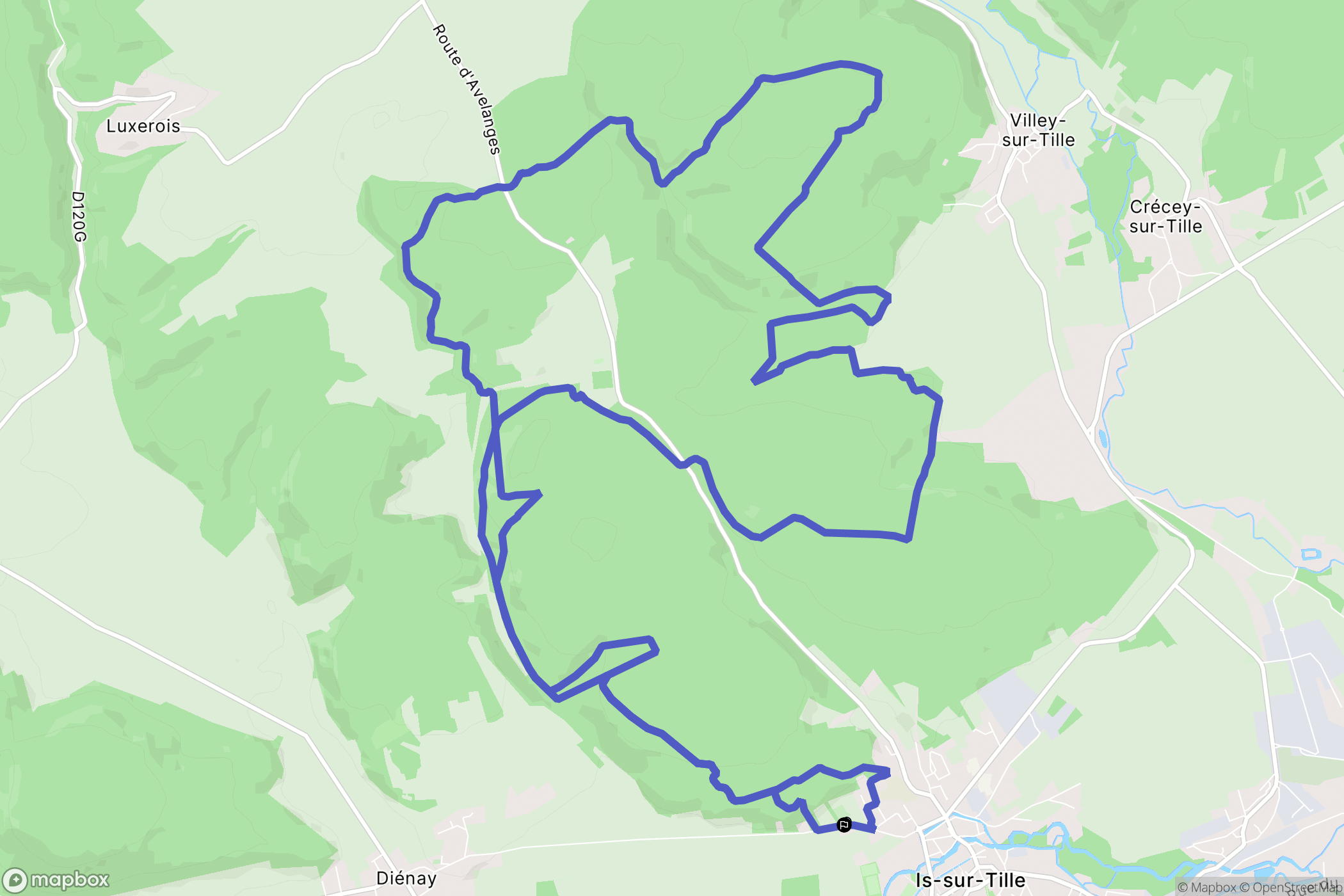 Is-sur-Tille : carte du parcours de randonnée - France